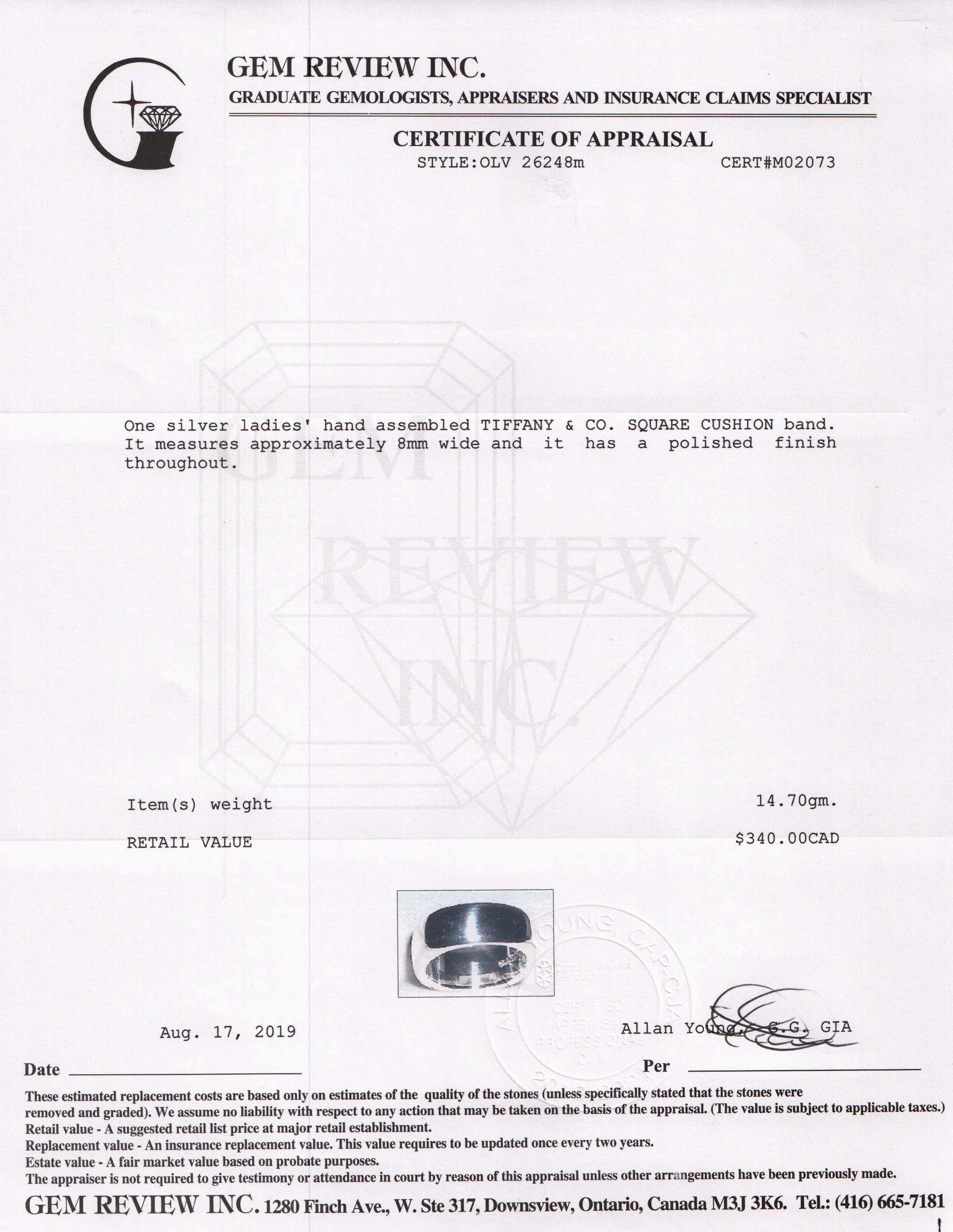 Tiffany & Co. Square Cushion Band Ring