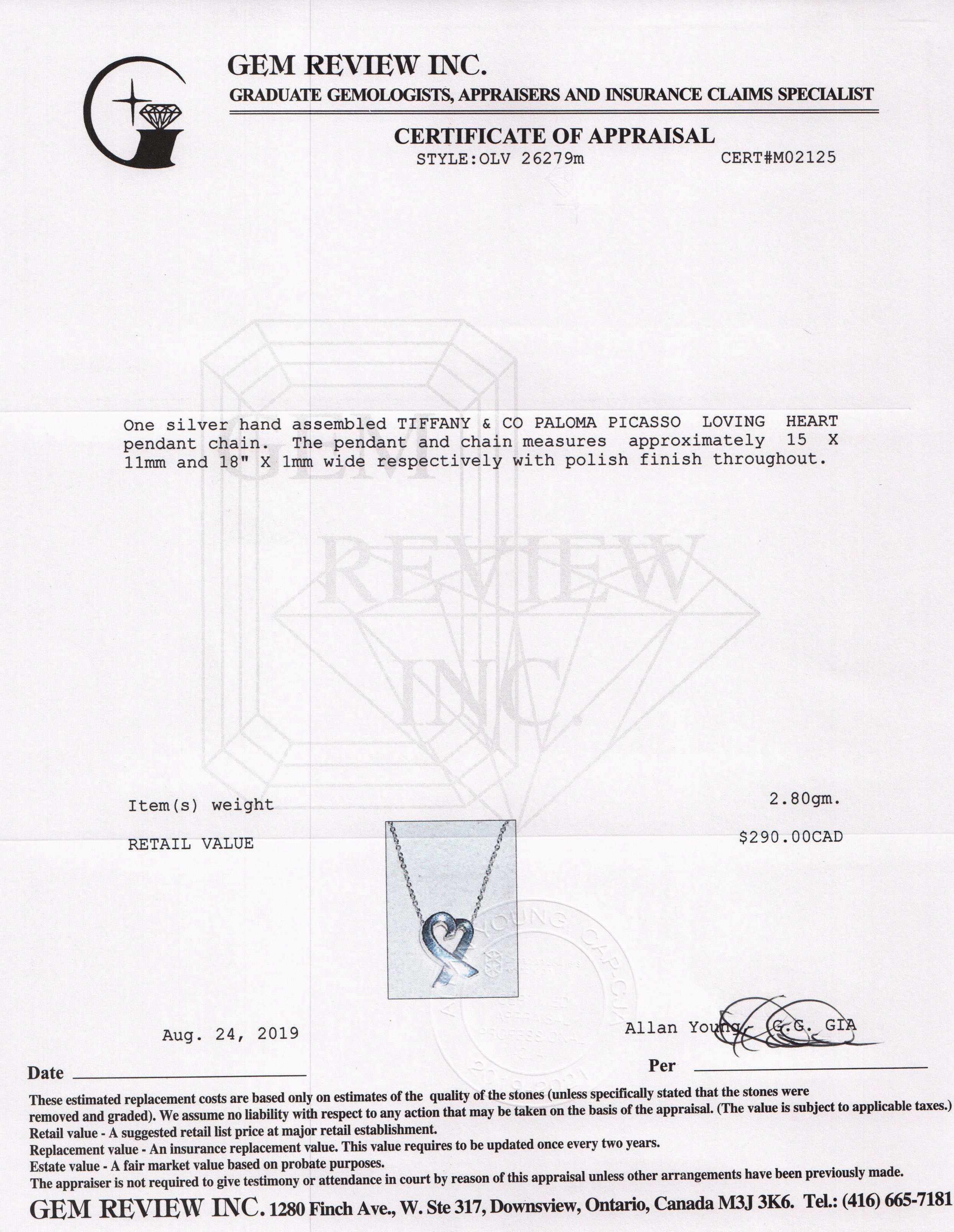 Tiffany & Co. Paloma Picasso Loving Heart Pendant Necklace