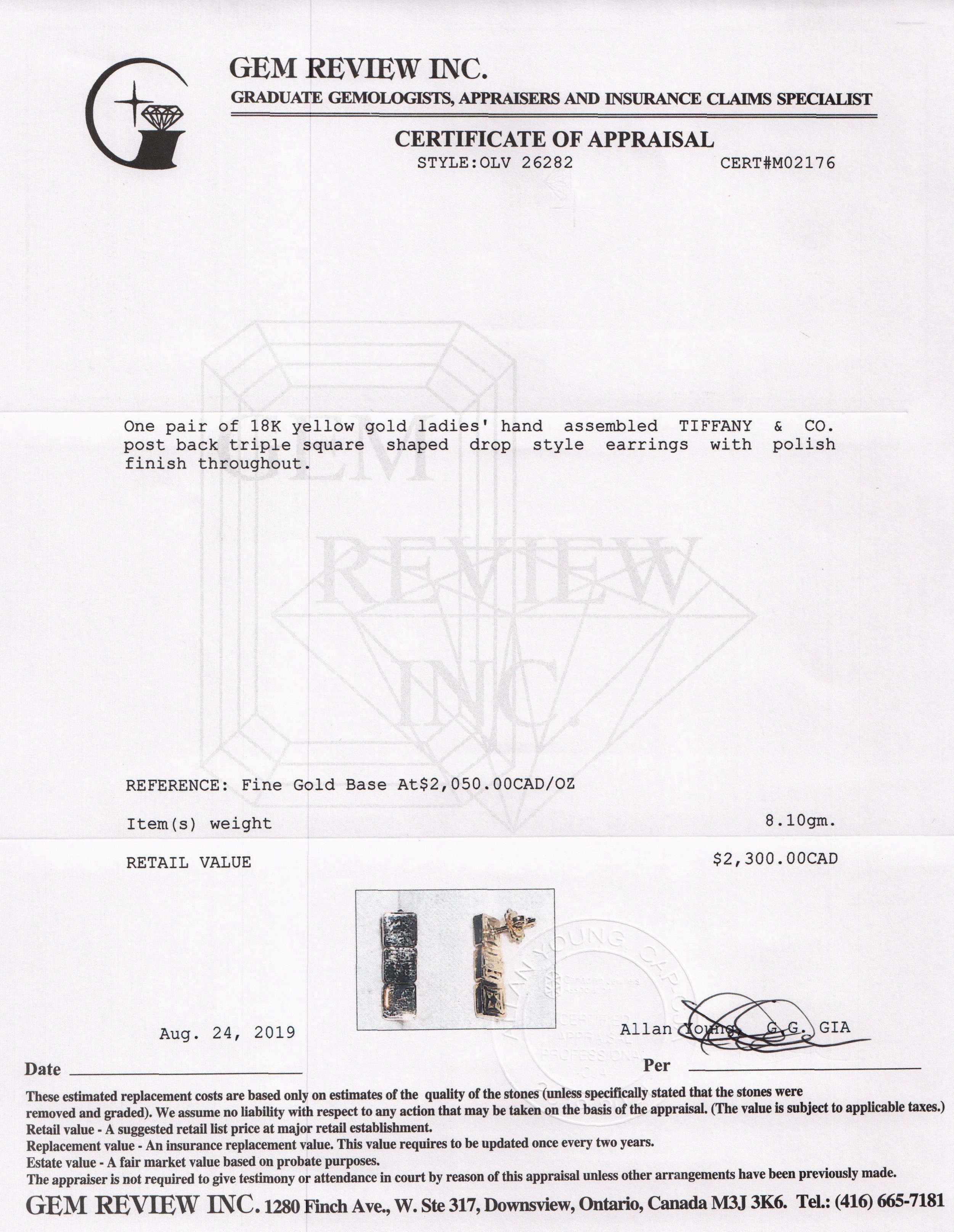 Tiffany & Co. 18k Gold Drop Earrings