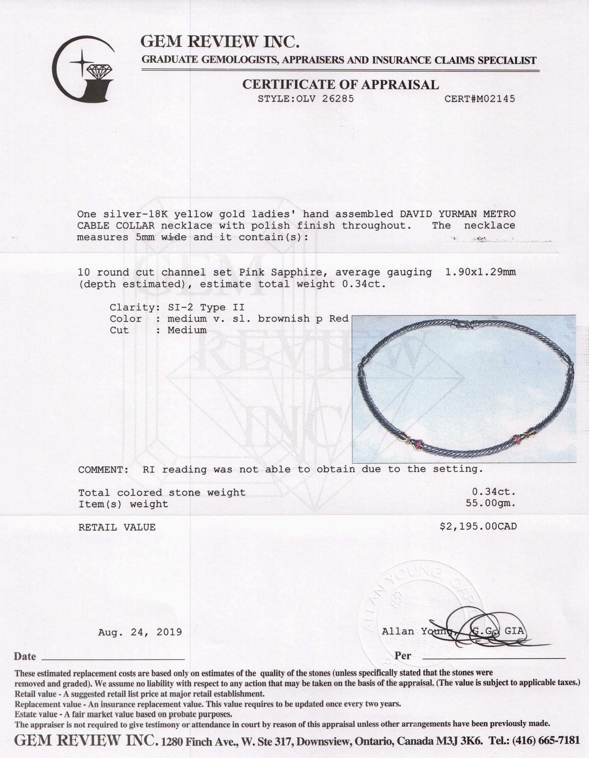 David Yurman Two-Tone Metro Cable Necklace with Pink Sapphires