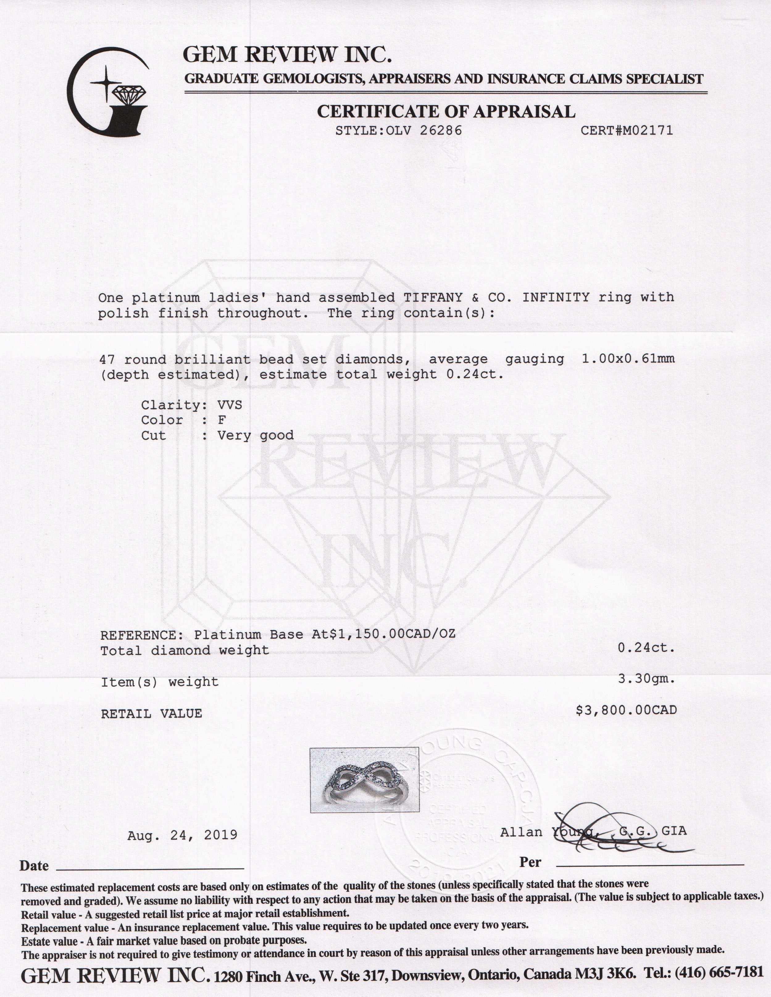 Tiffany & Co. Platinum & Diamond Infinity Ring