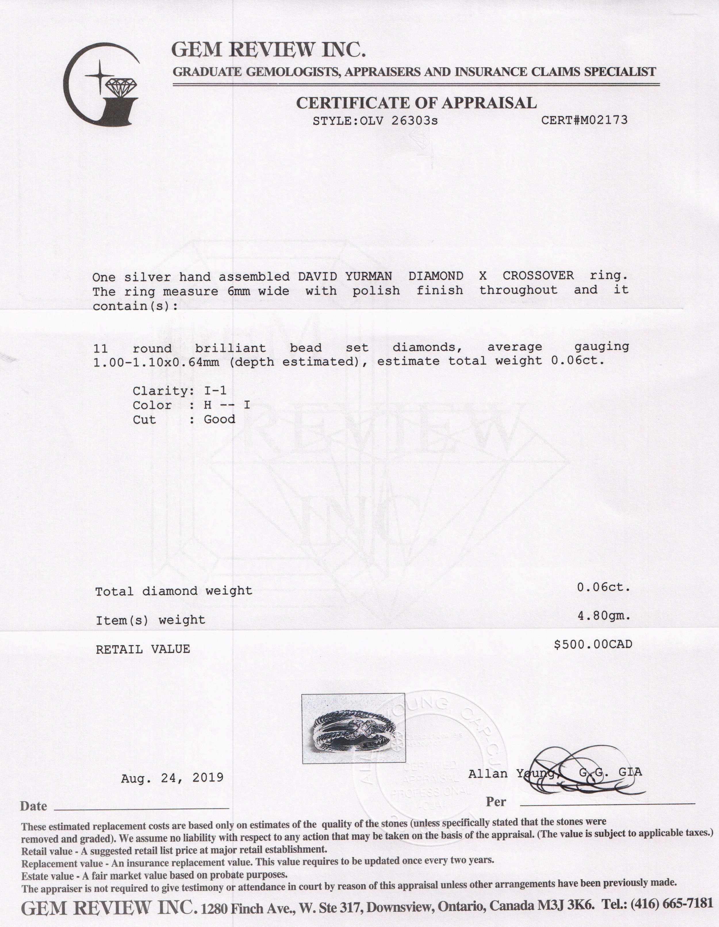 David Yurman Diamond 'X' Crossover Ring