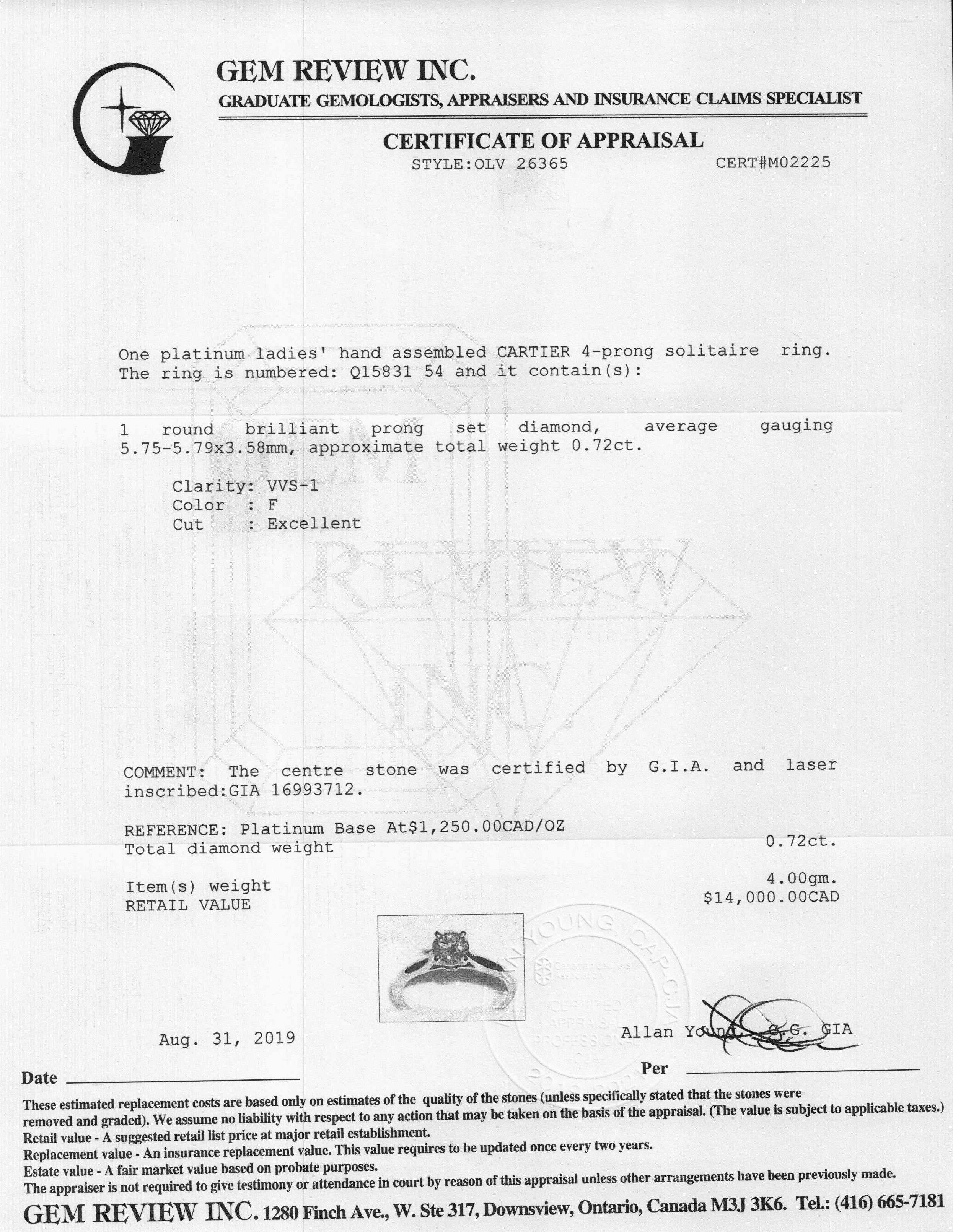 Cartier Diamond Solitaire Engagement Ring