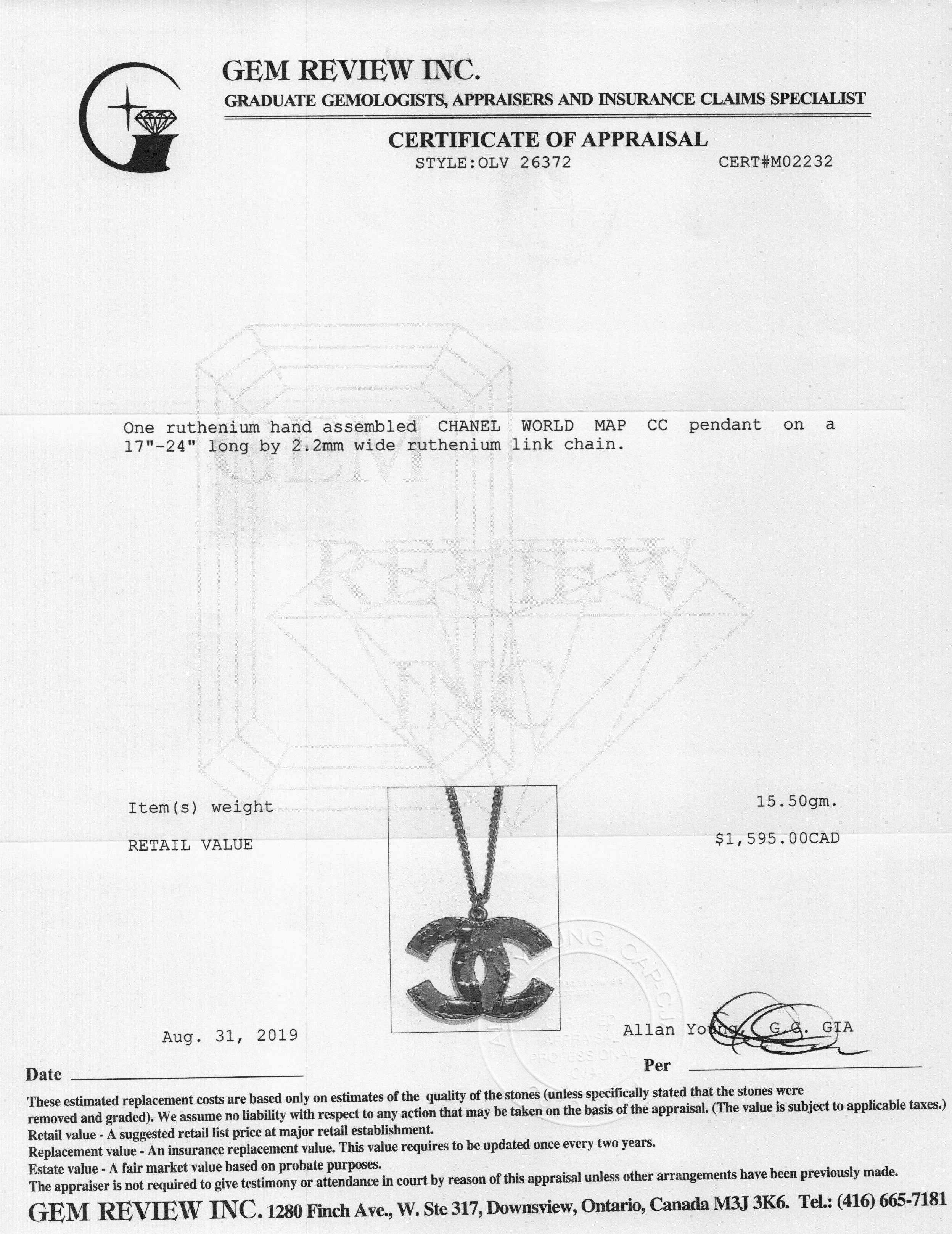 Chanel World Map CC Pendant Necklace