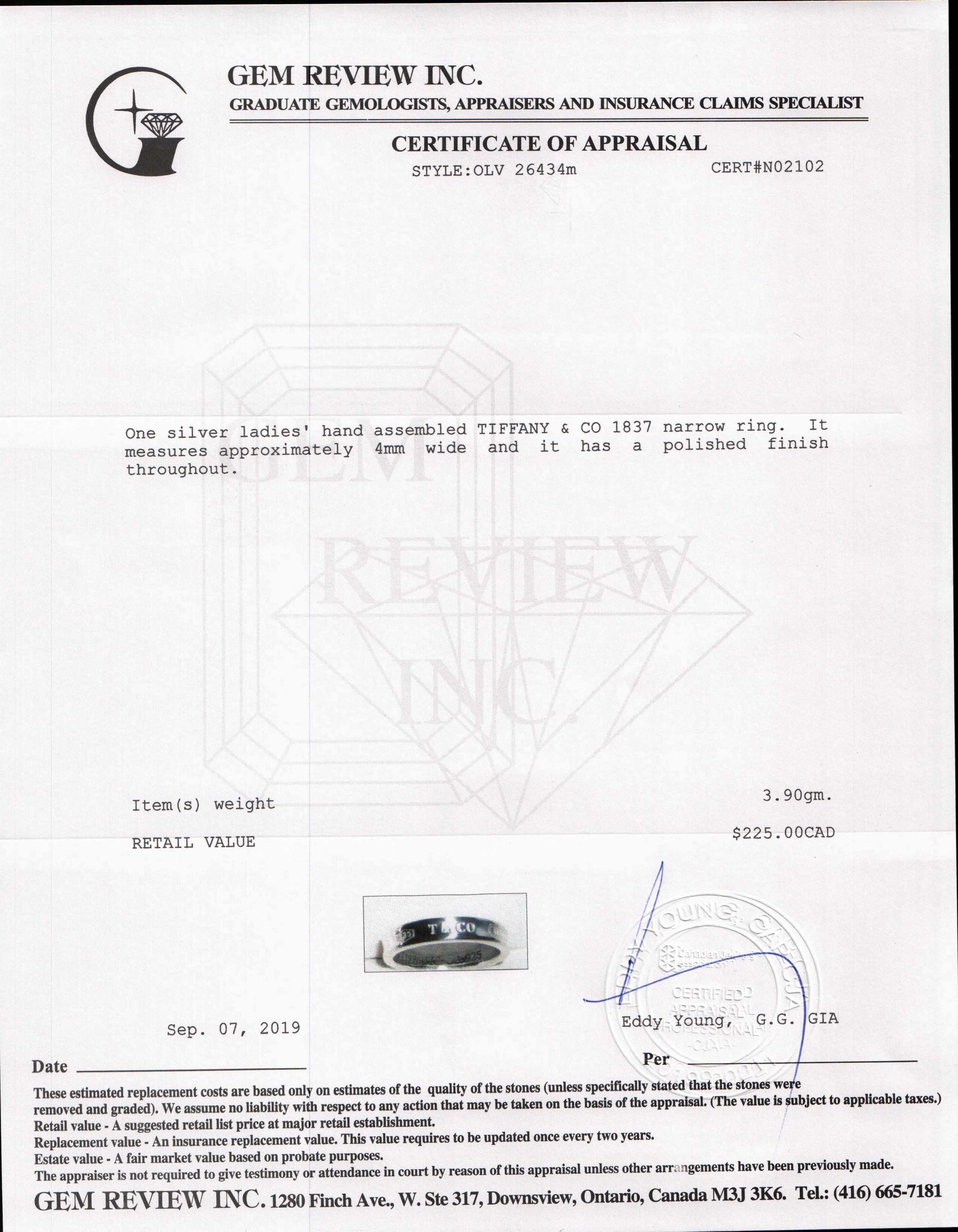 Tiffany & Co. 1837 Narrow Ring