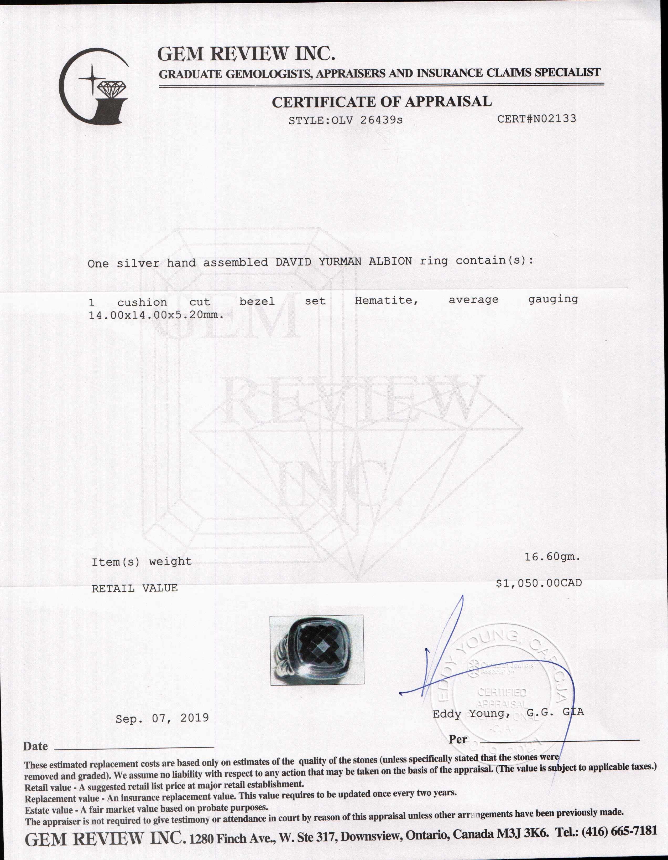 David Yurman Hematite Albion Ring