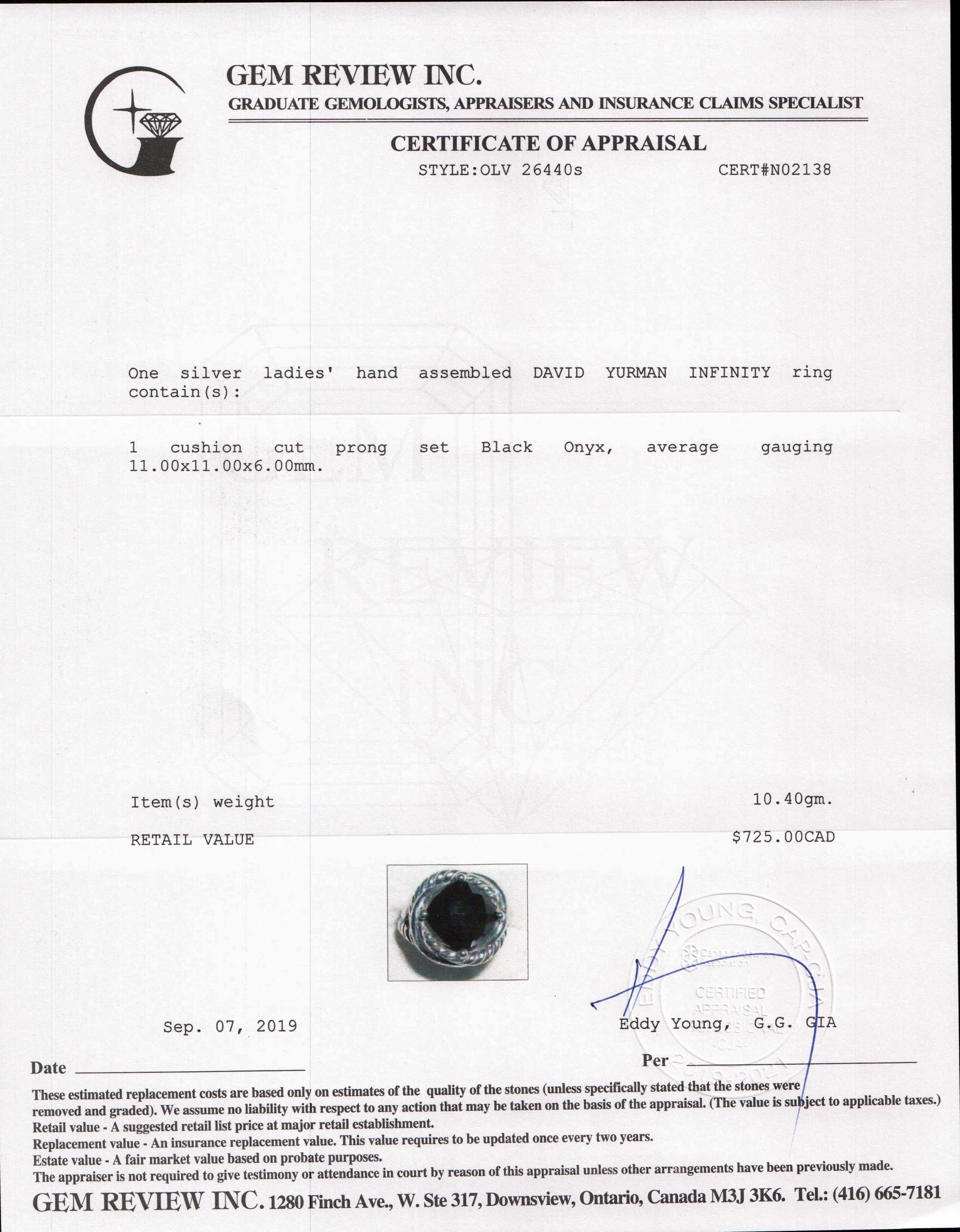 David Yurman Onyx Infinity Ring