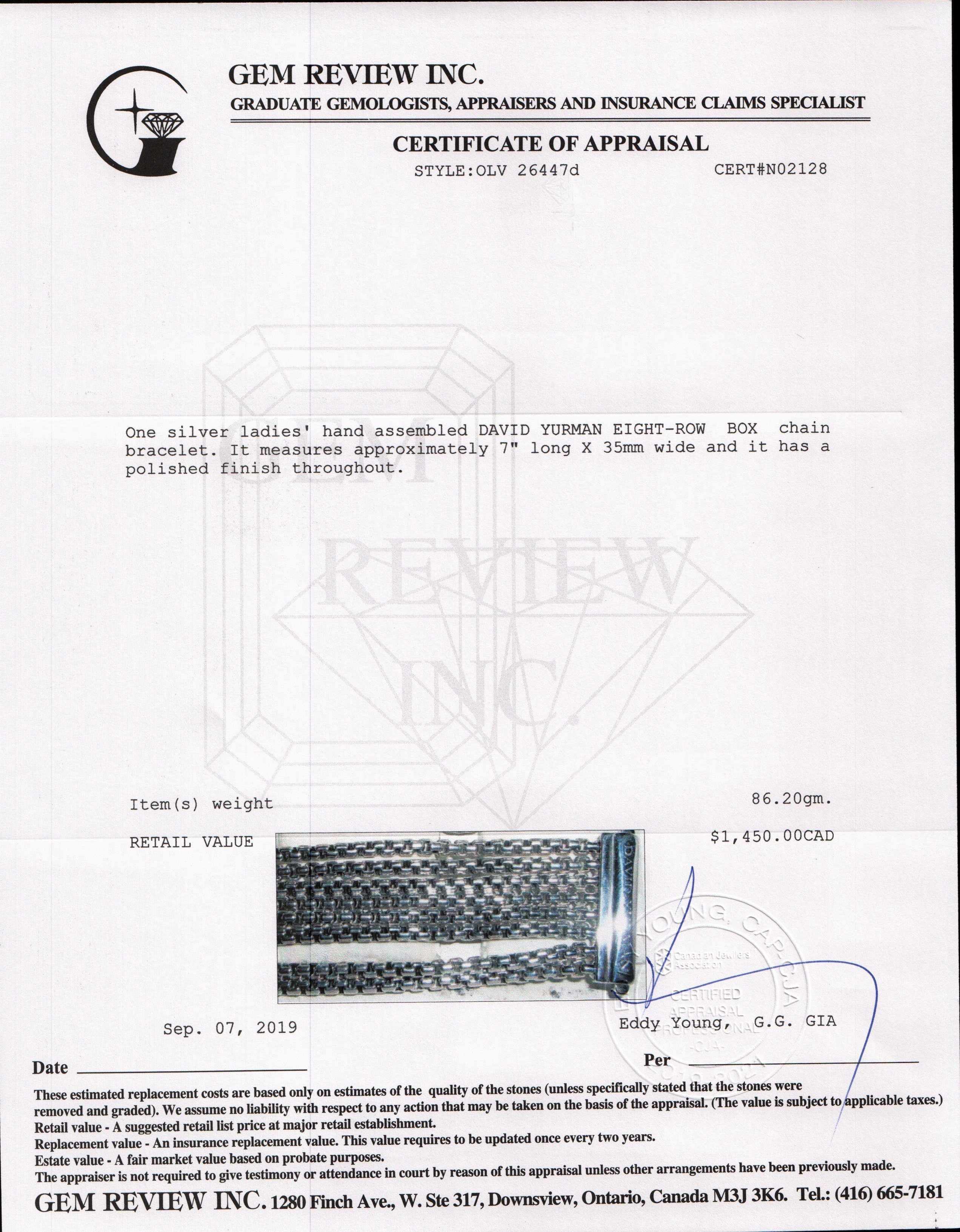 David Yurman Eight-Row Box Chain Bracelet