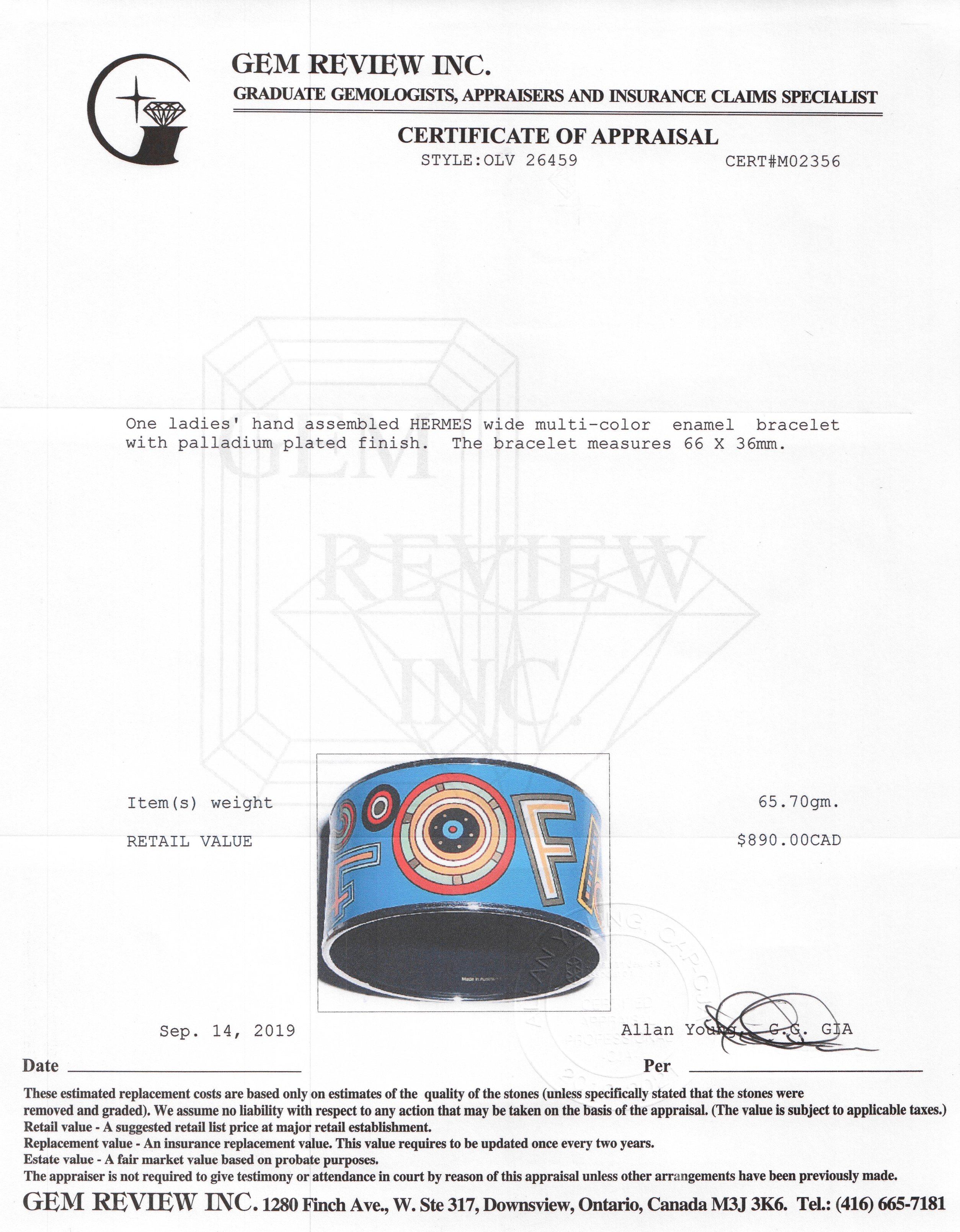 Hermes Paris 24 Wide Enamel Bangle Bracelet