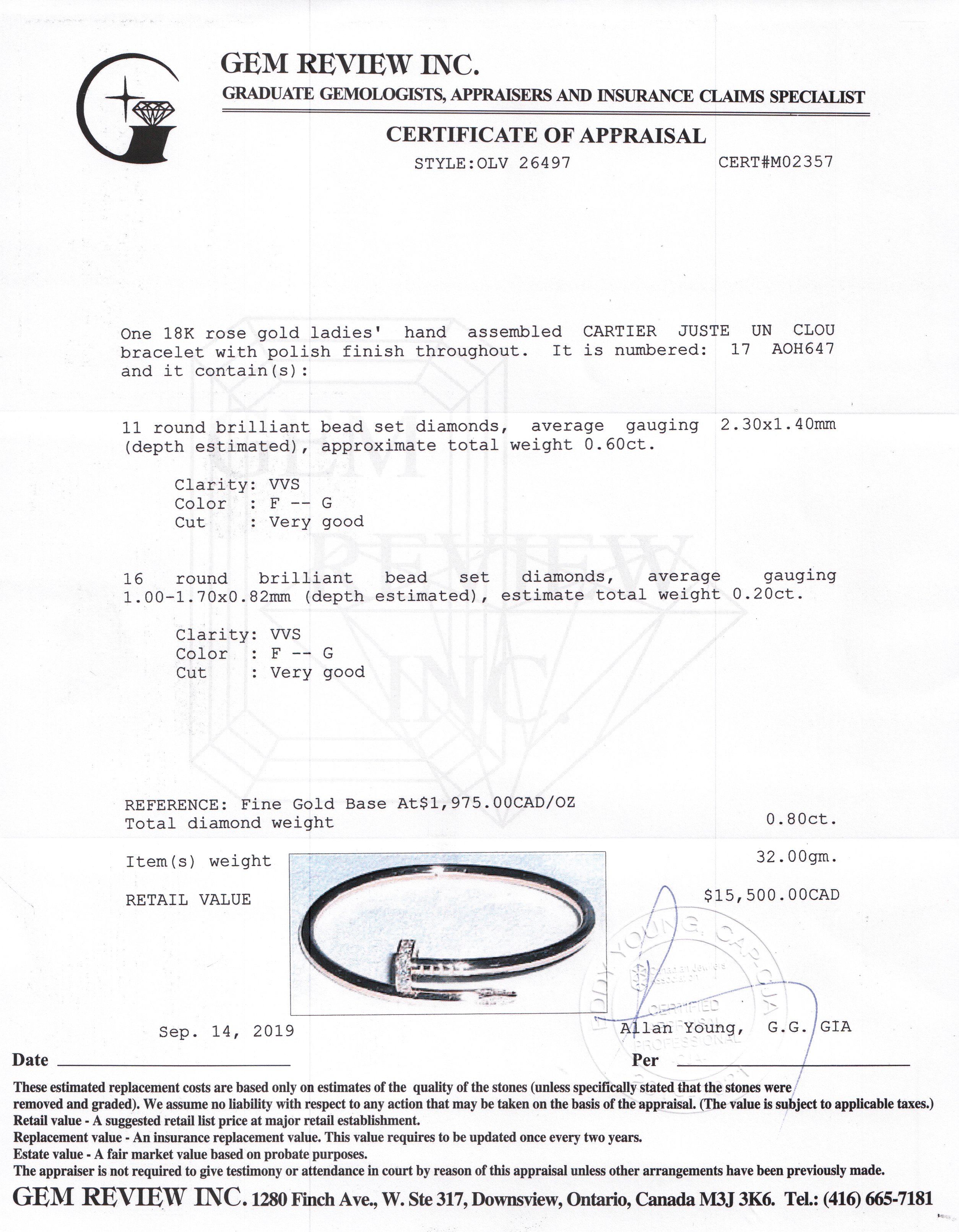 Cartier Juste Un Clou Bracelet with Diamonds