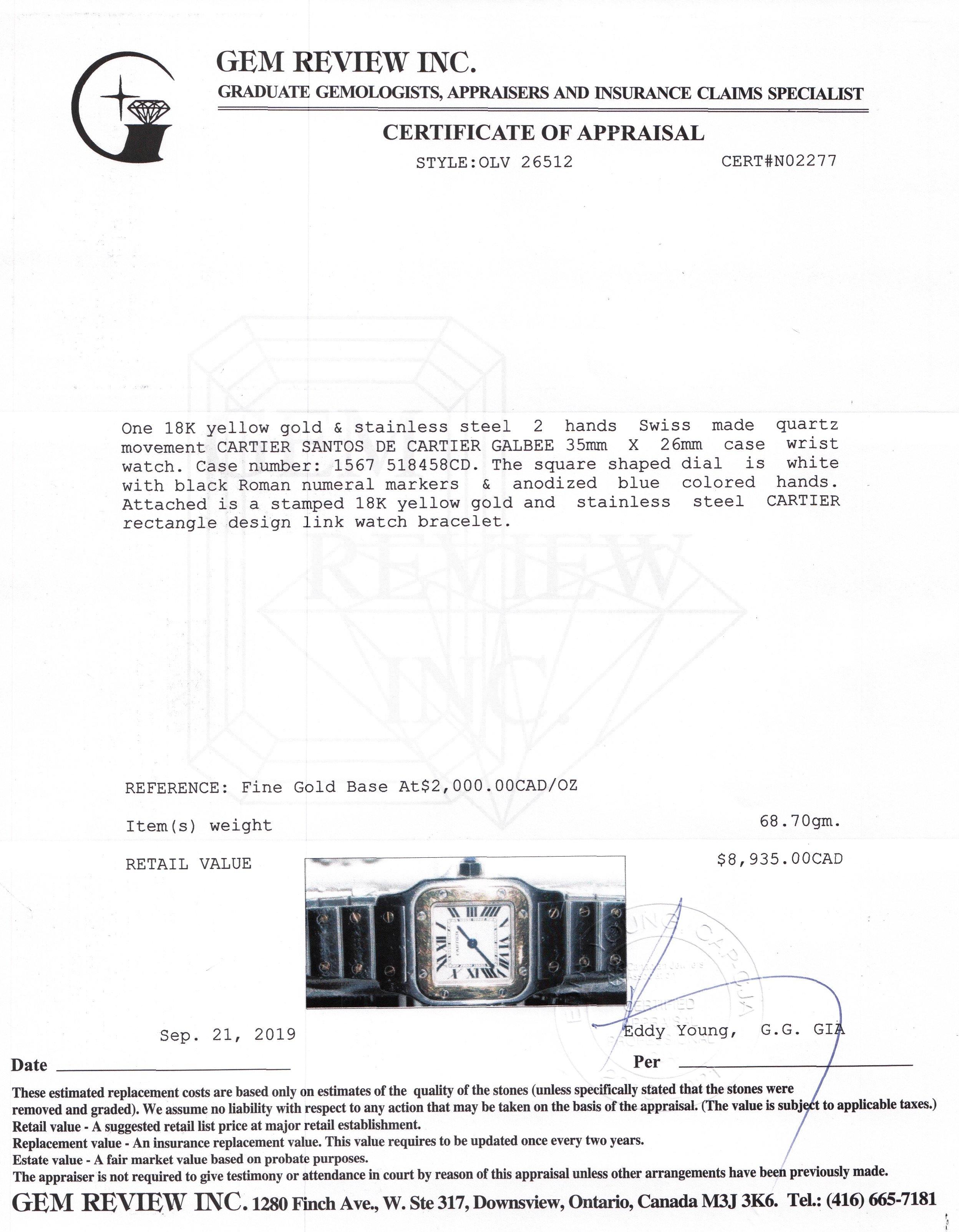 Cartier Two-Tone Santos Galbee Watch