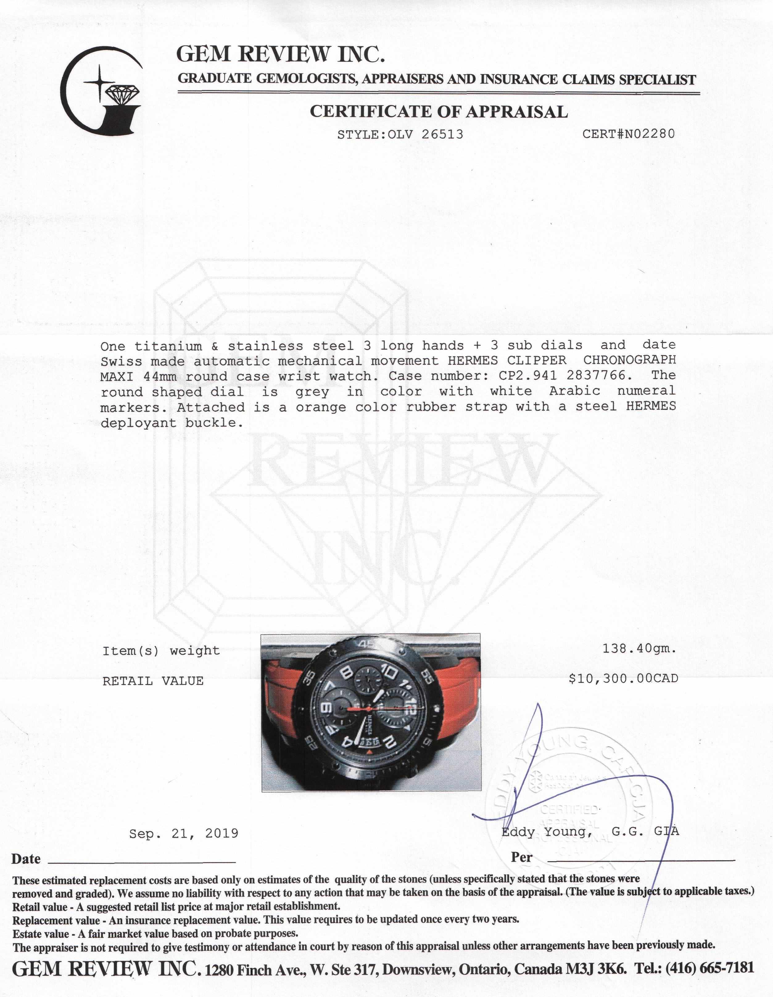 Hermes Clipper Chrono Maxi 44 Watch