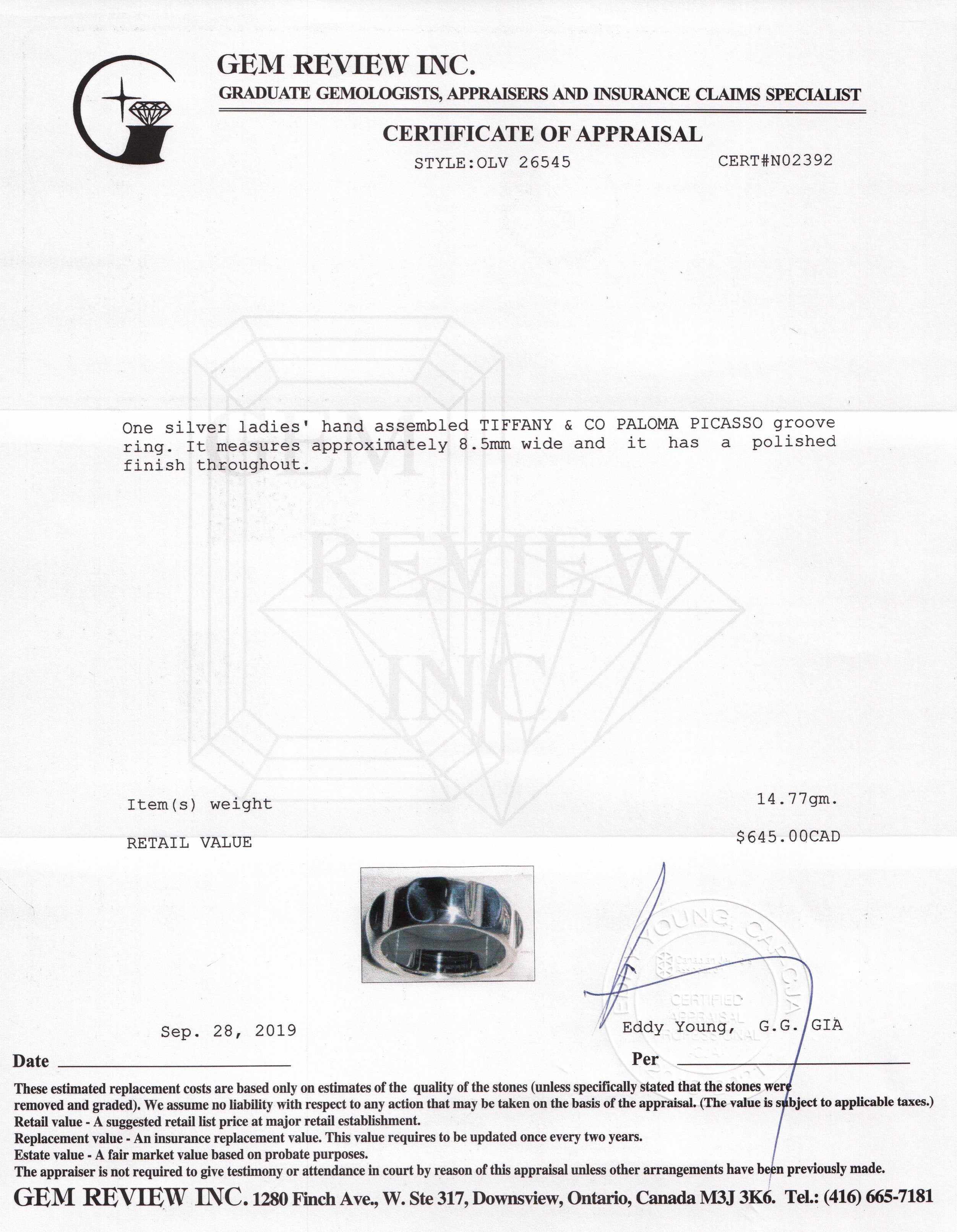 Tiffany & Co. Paloma Picasso Groove Wide Ring