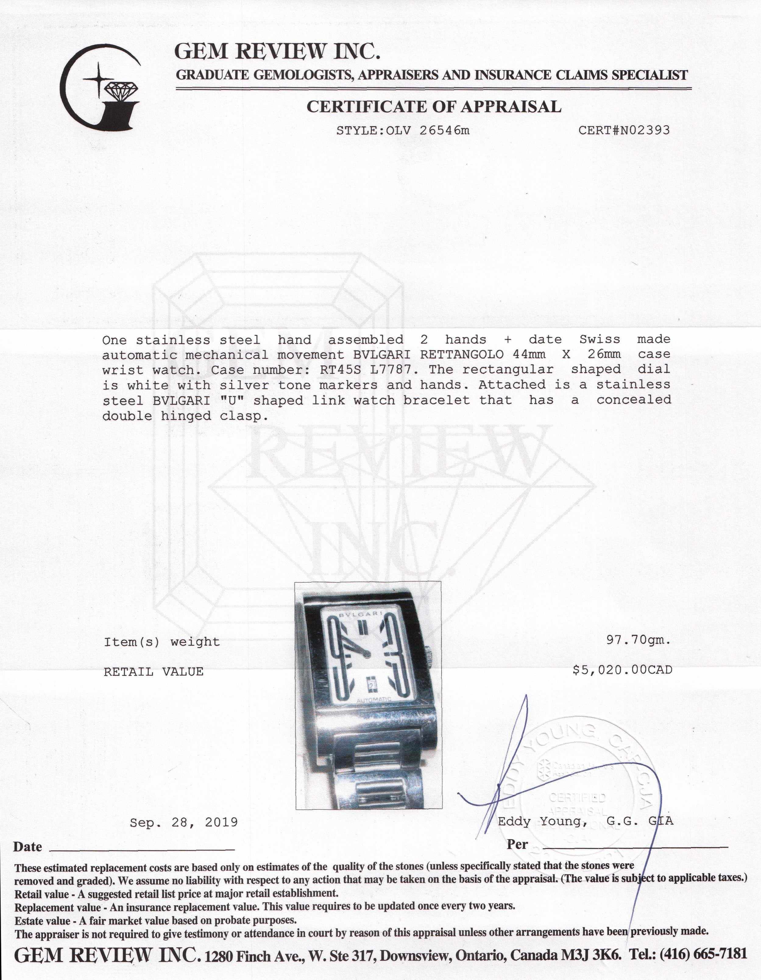 BVLGARI Rettangolo Watch