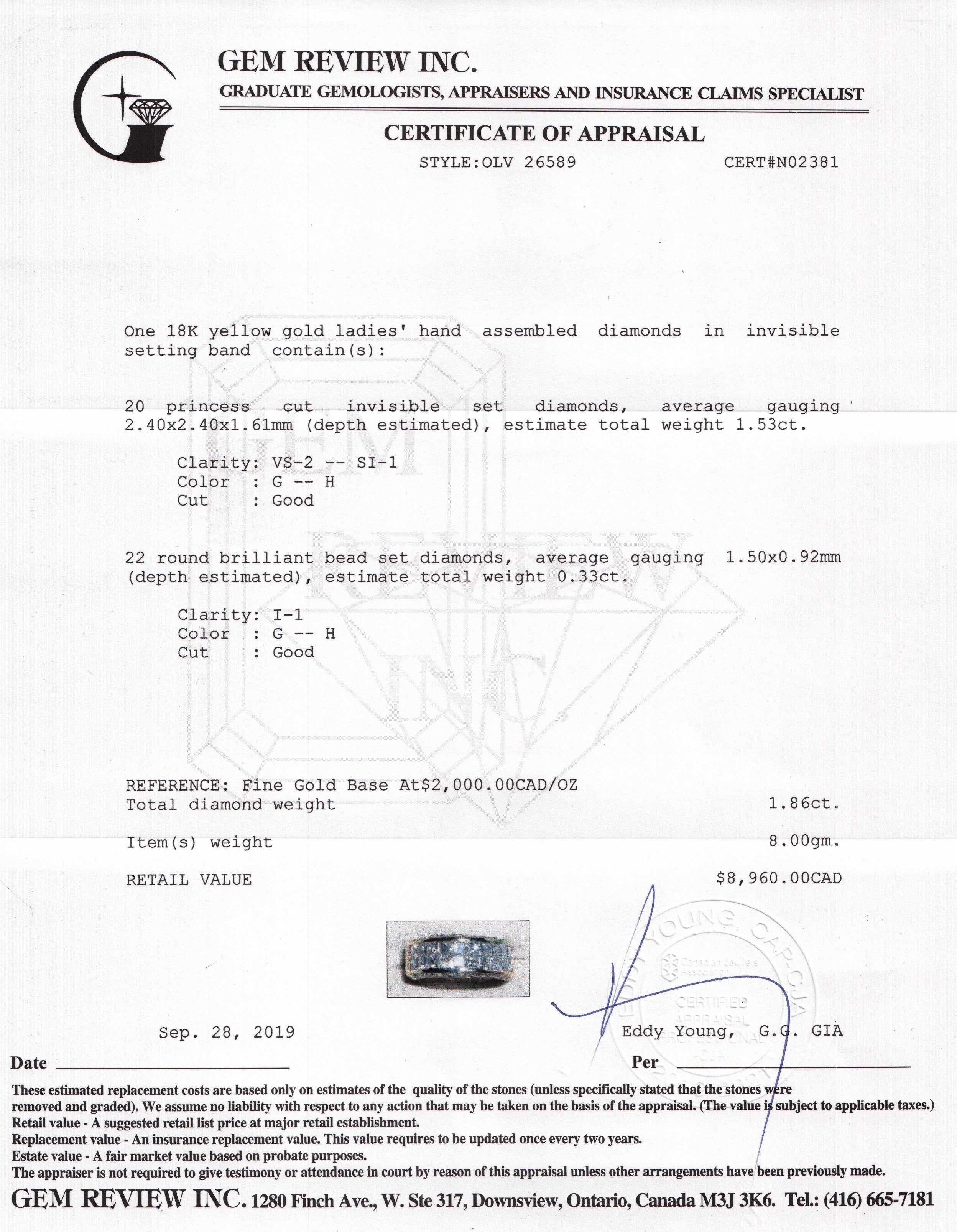 Invisible-Set Two-Row Diamond Band Ring