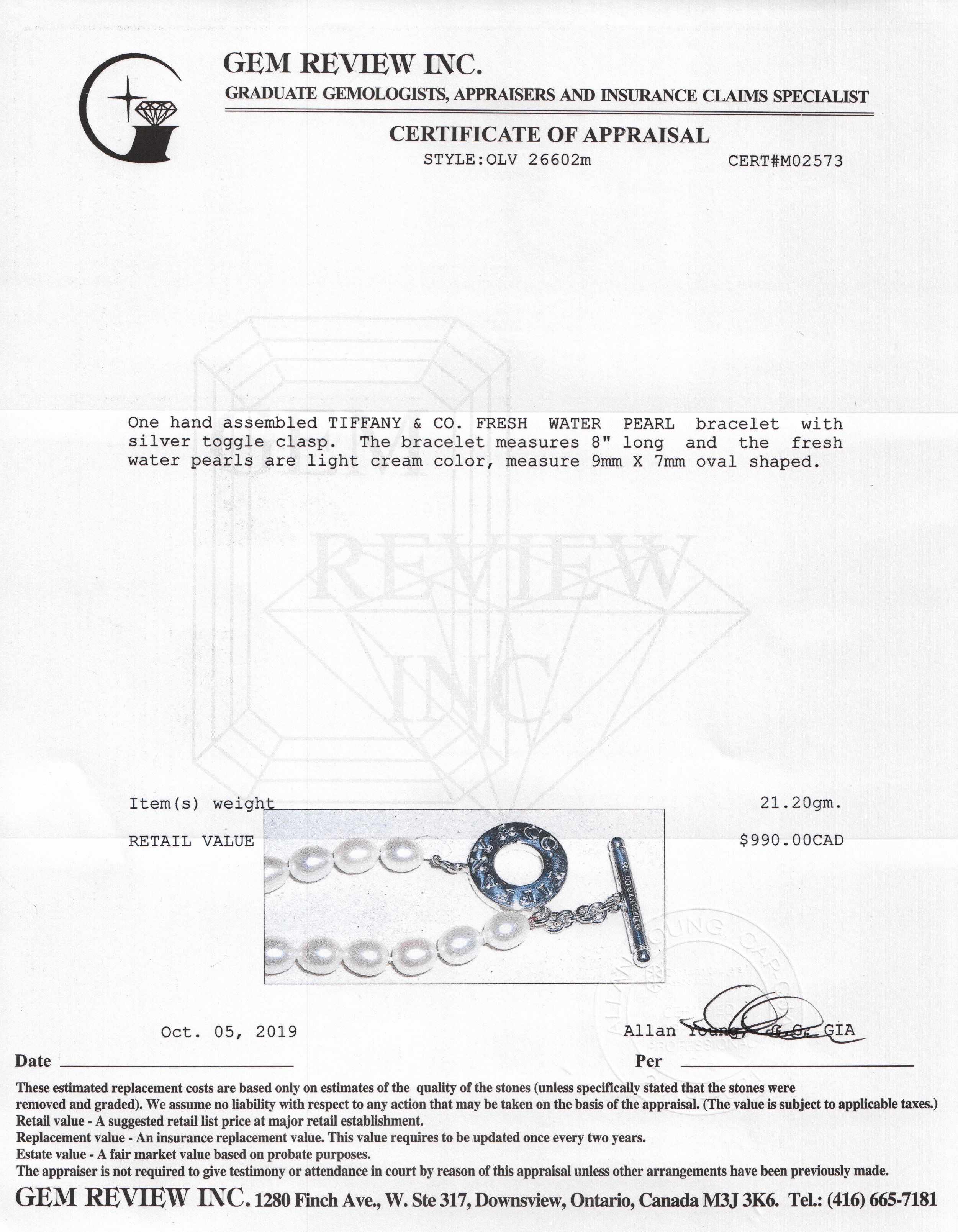 Tiffany & Co. Pearl Toggle Bracelet