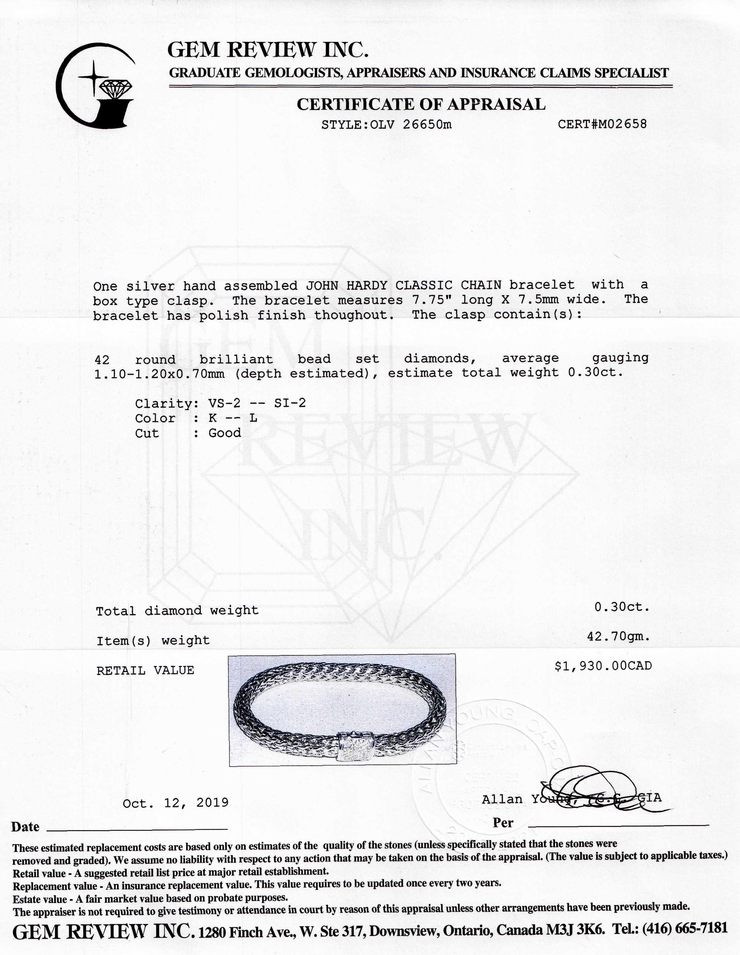 John Hardy Classic Chain Bracelet with Diamonds