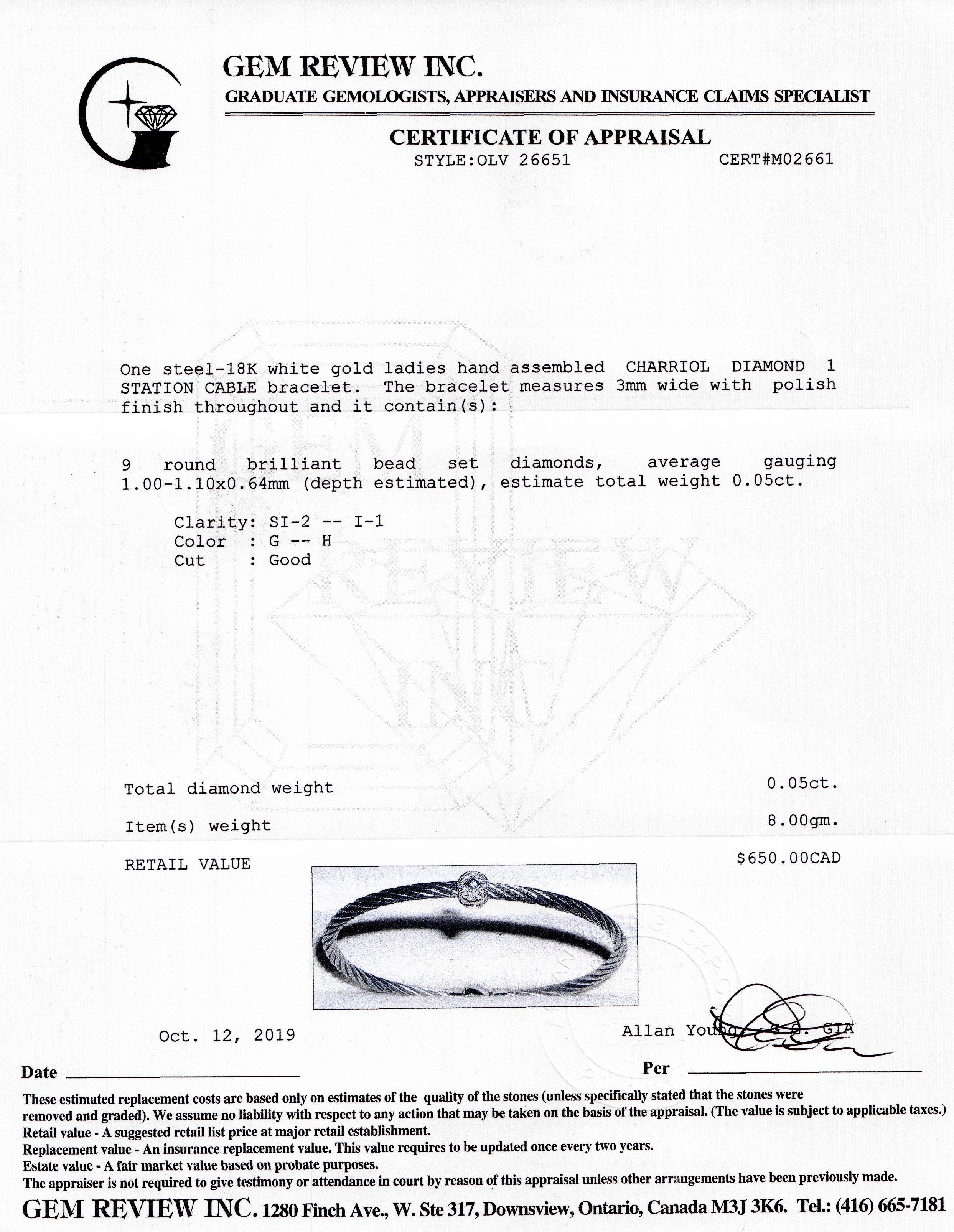 Charriol Diamond Cable Station Bracelet