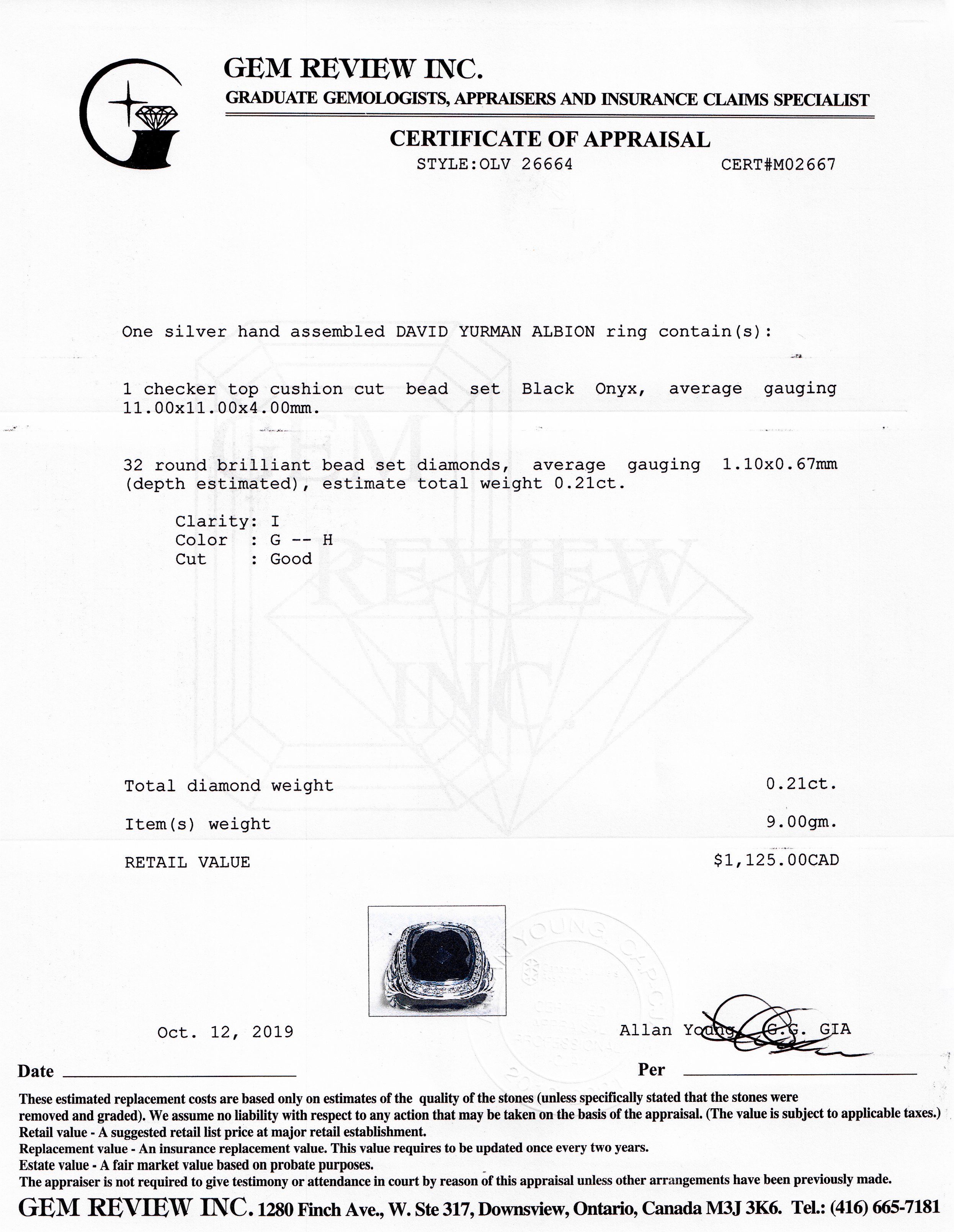 David Yurman Albion Ring with Black Onyx and Diamonds