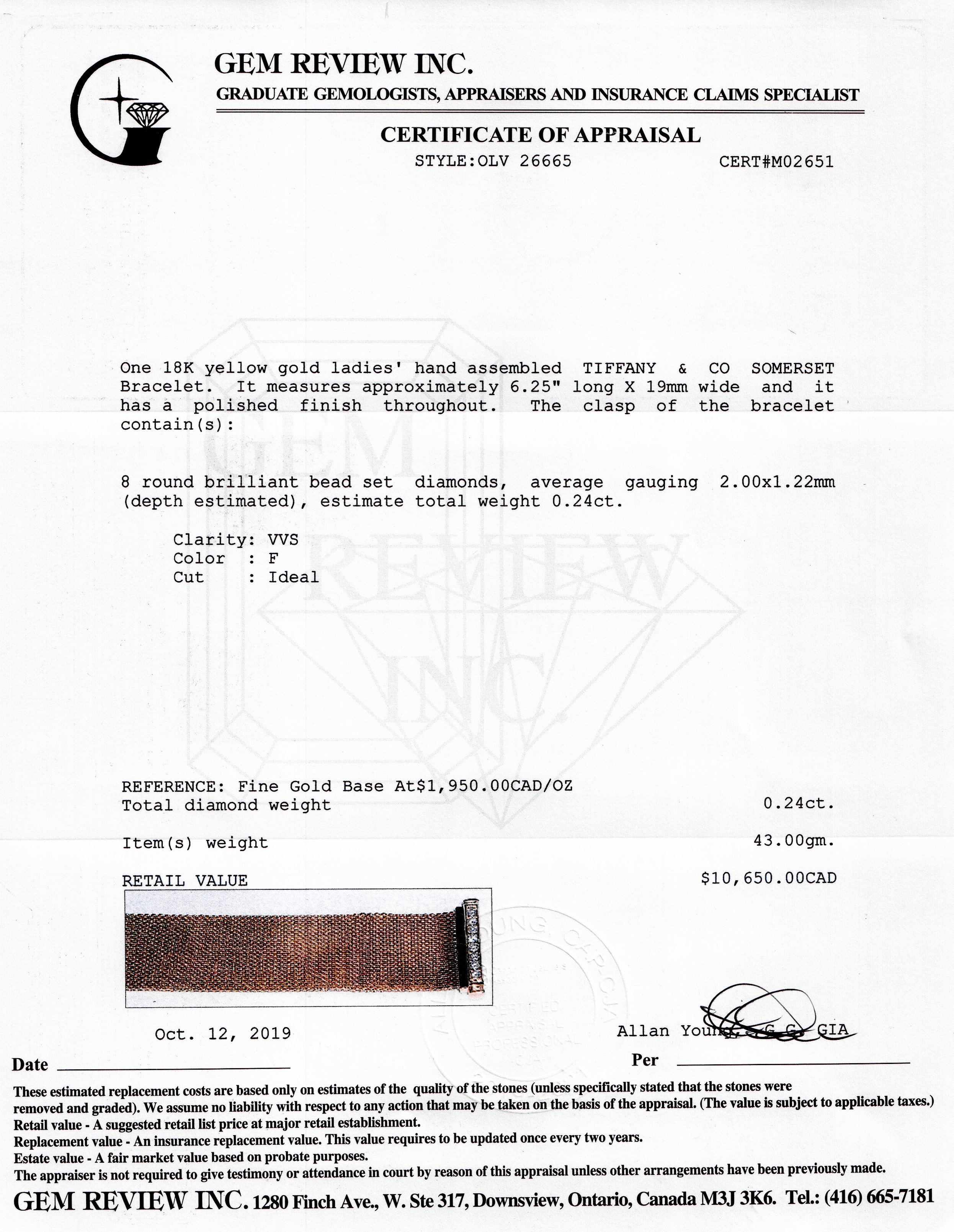 Tiffany & Co. 18k Gold Somerset Bracelet with Diamonds