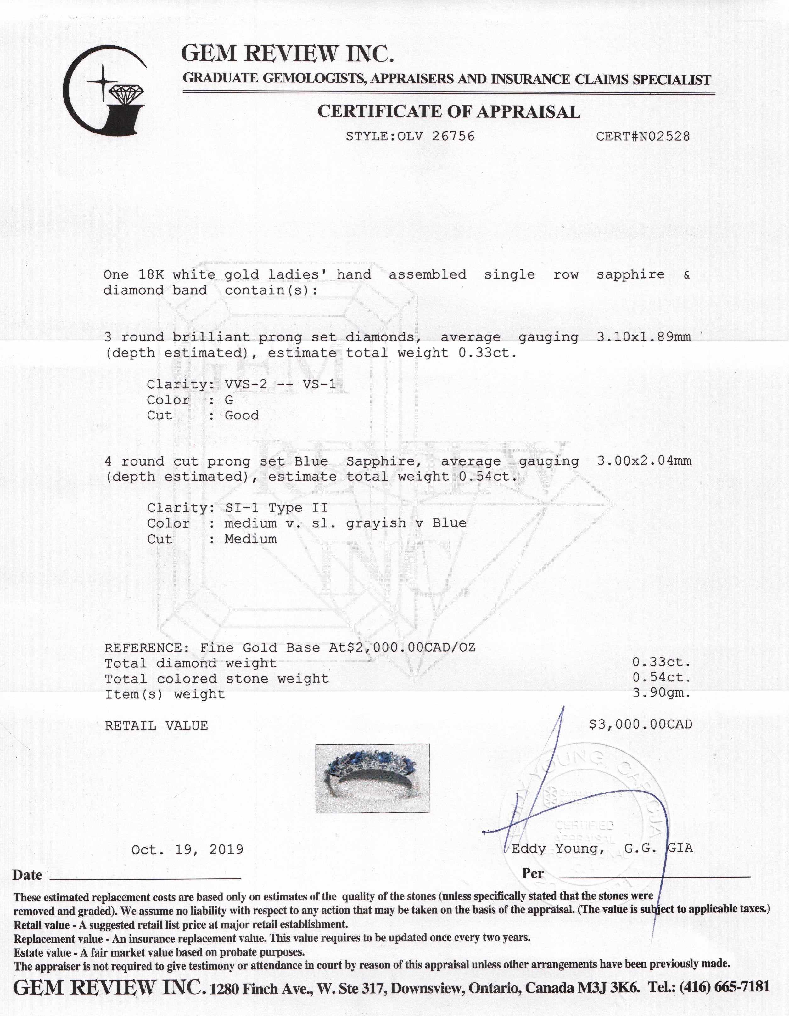 Sapphire and Diamond Band Ring