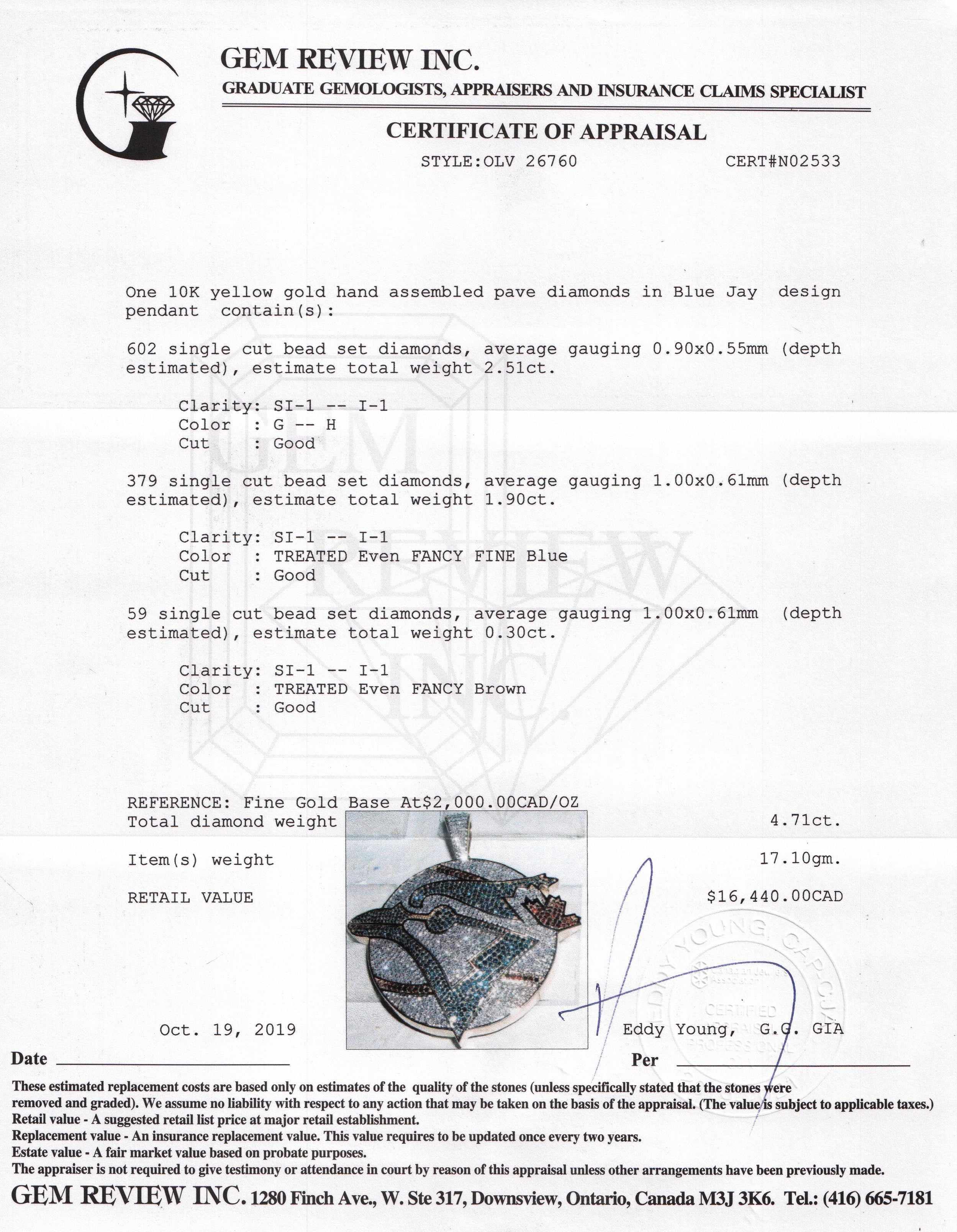 Custom Made Diamond Blue Jays Pendant