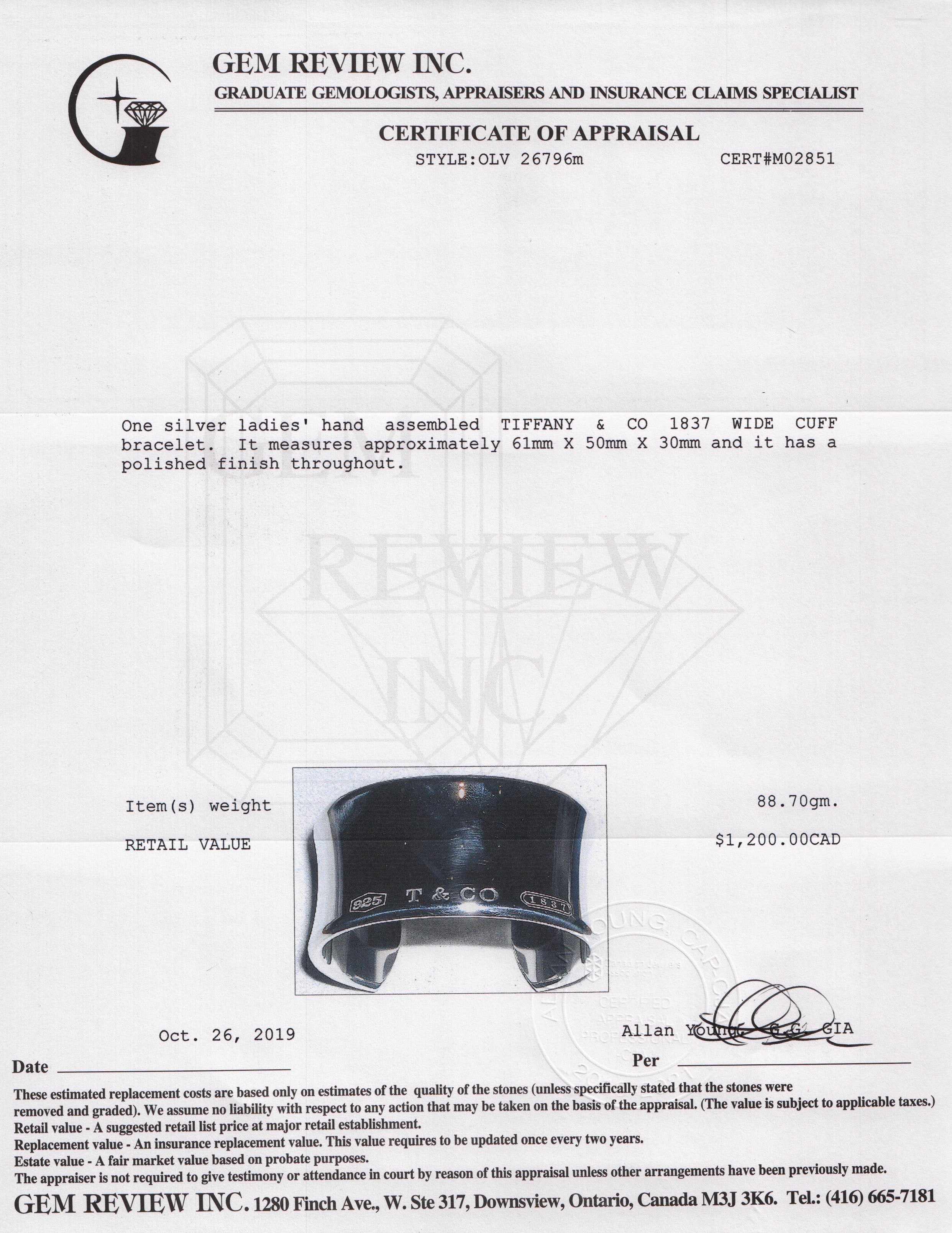 Tiffany & Co. 1837 Wide Cuff Bracelet
