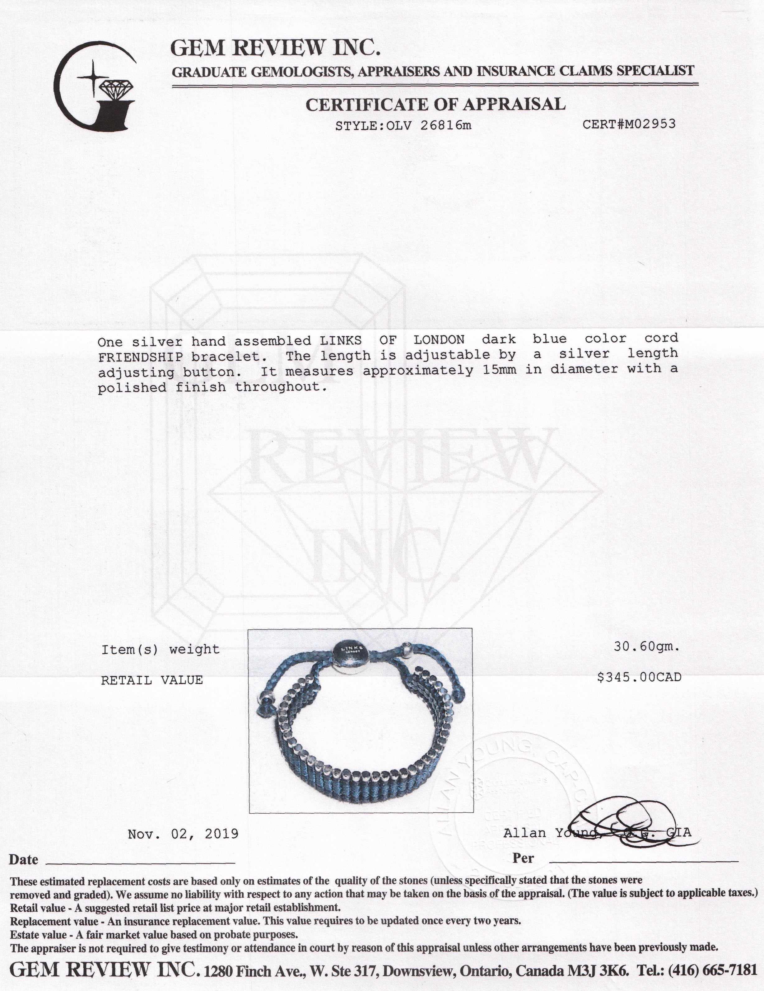 Links of London Black & Blue Friendship Bracelet