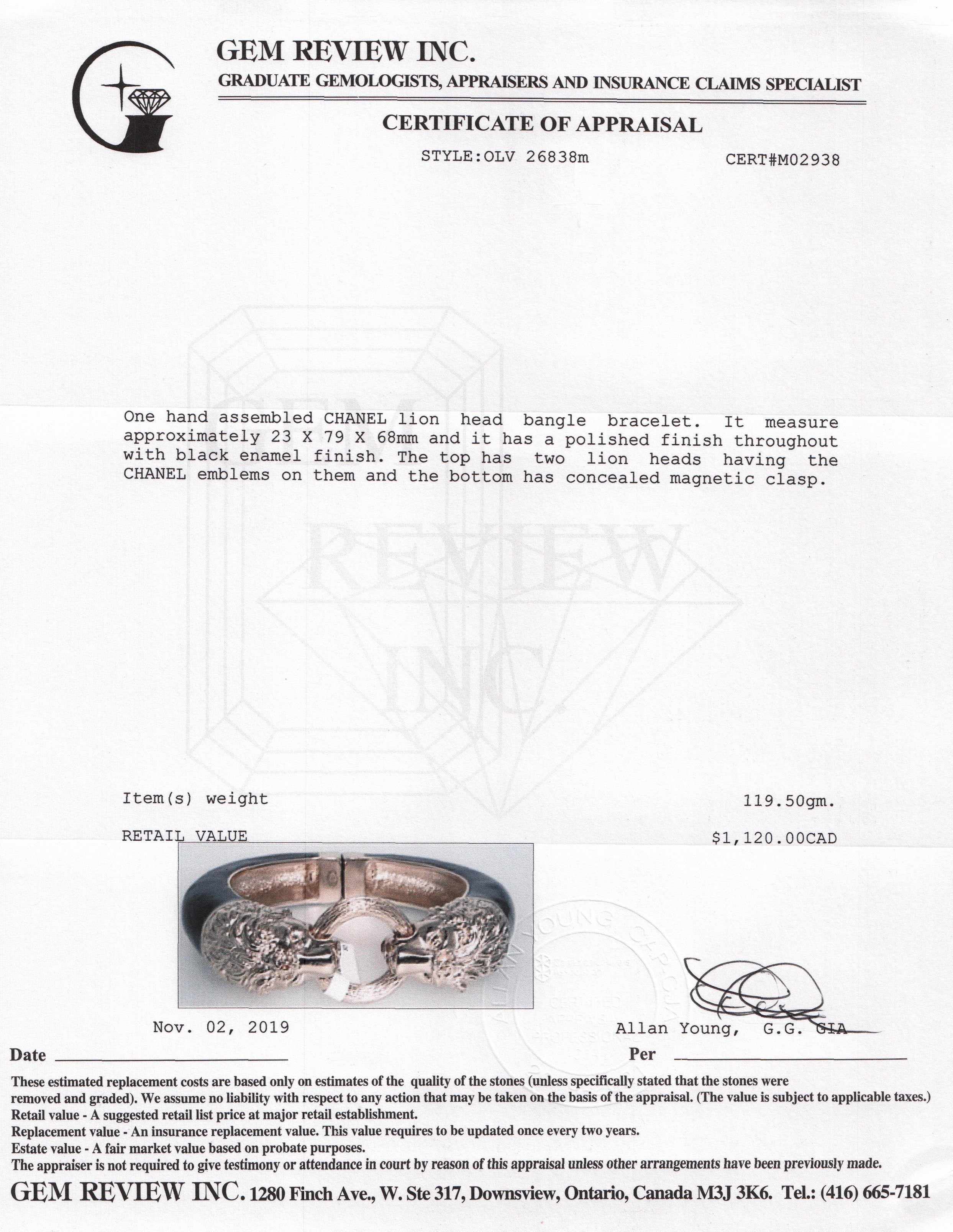 Chanel Double Lion Head Enamel Bracelet