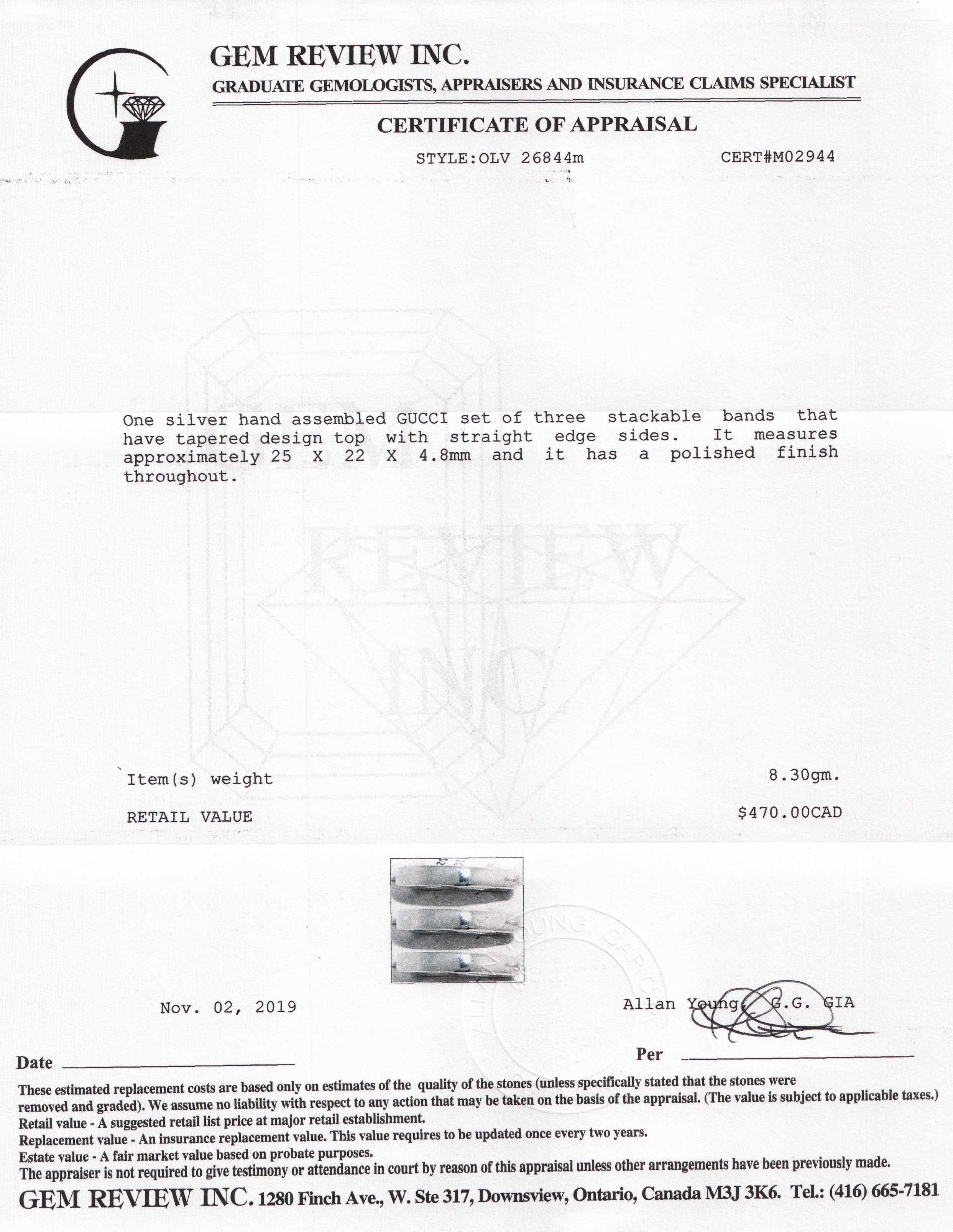 Gucci Set of Three Stackable Bands