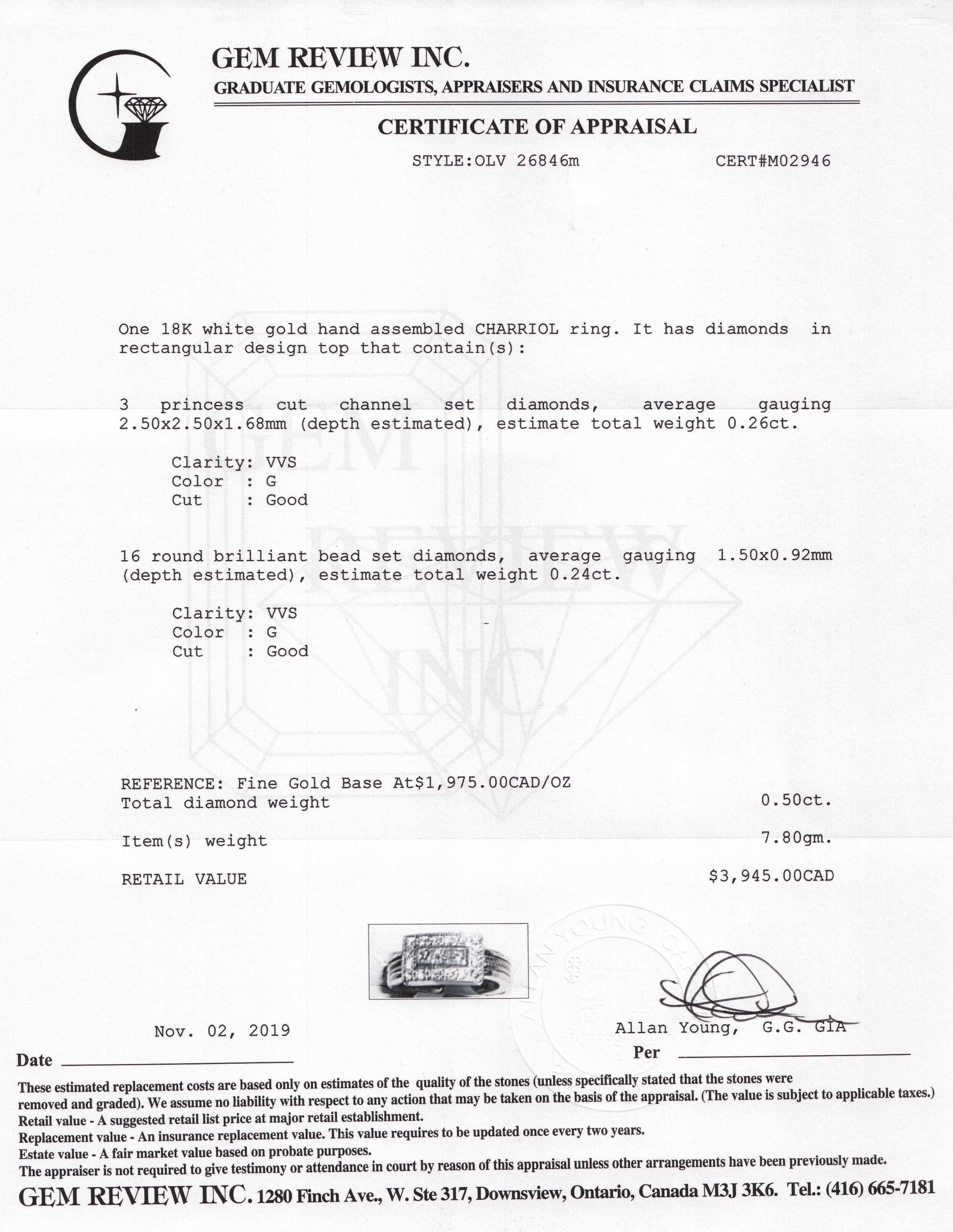 Charriol 18k White Gold Diamond Cocktail Ring