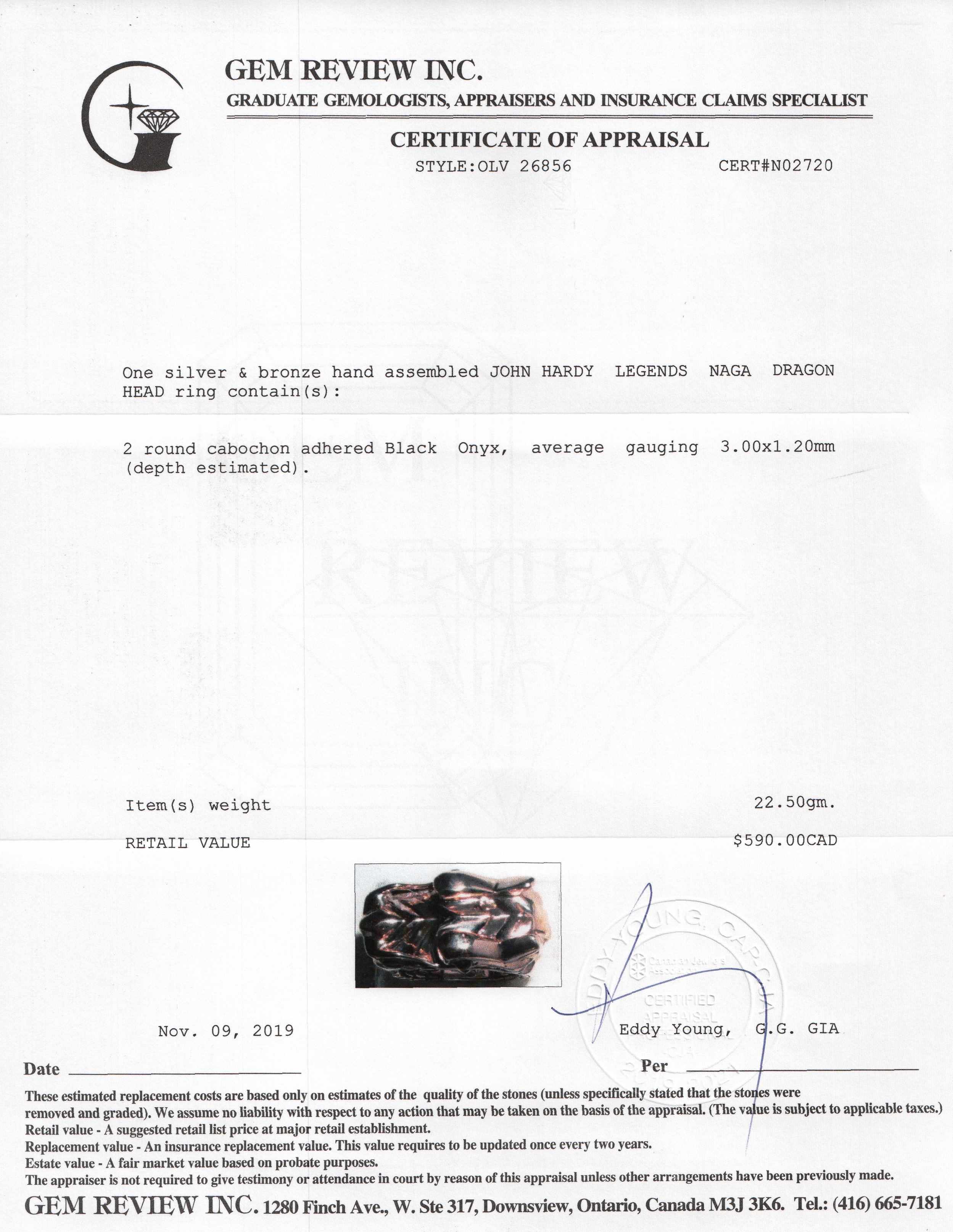 John Hardy Men's Legends Naga Silver & Bronze Dragon Head Ring