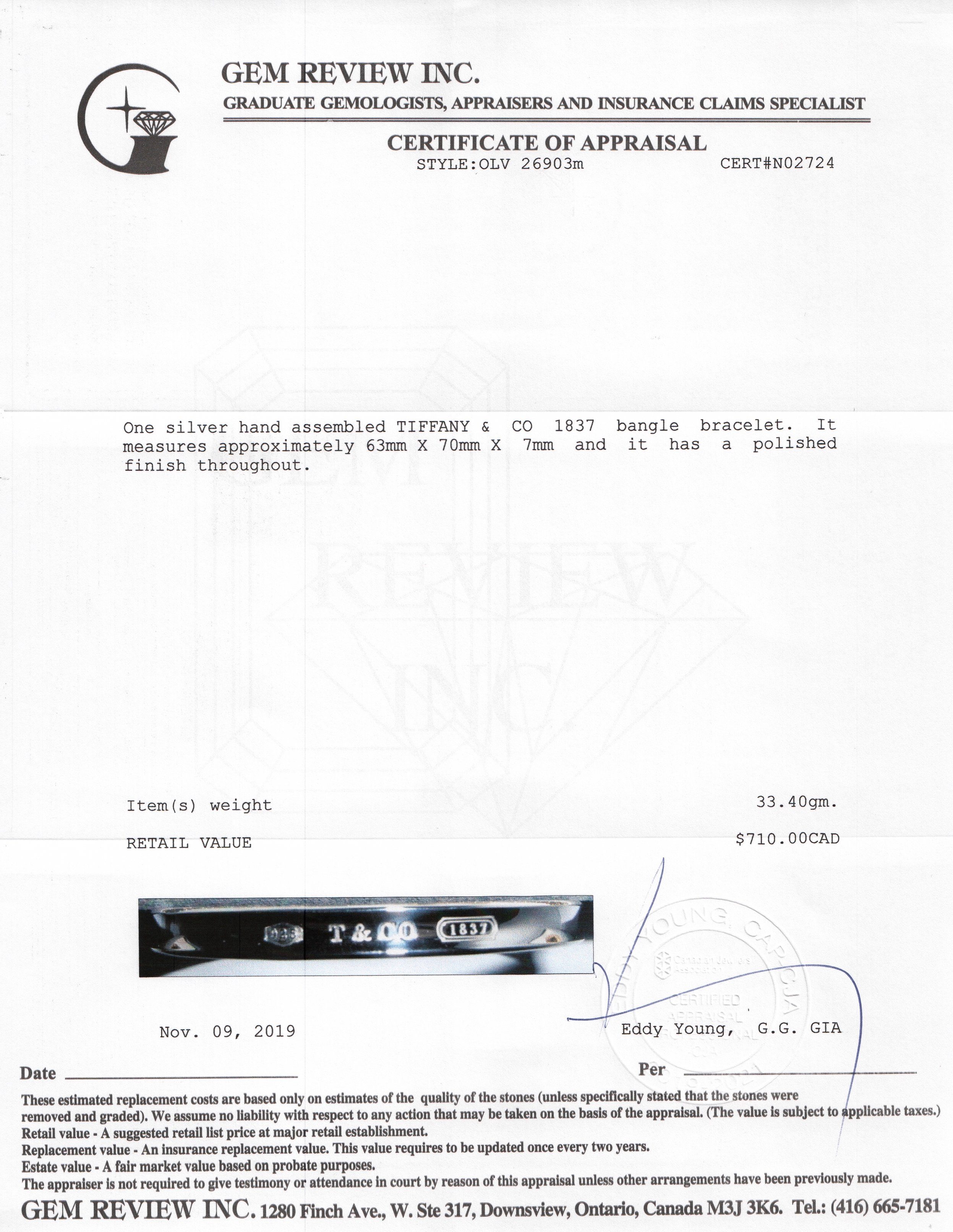 Tiffany & Co. 1837 Bangle Bracelet