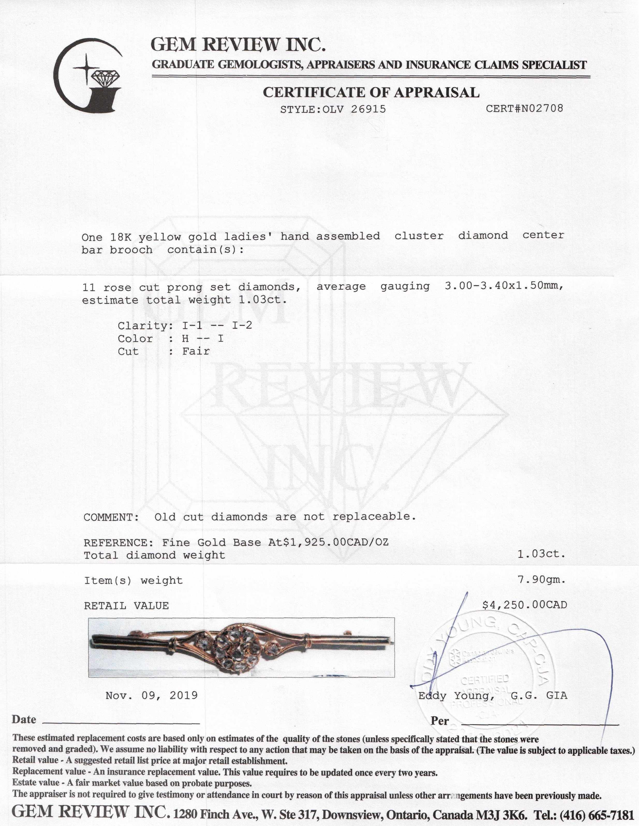 Antique Diamond Bar Brooch