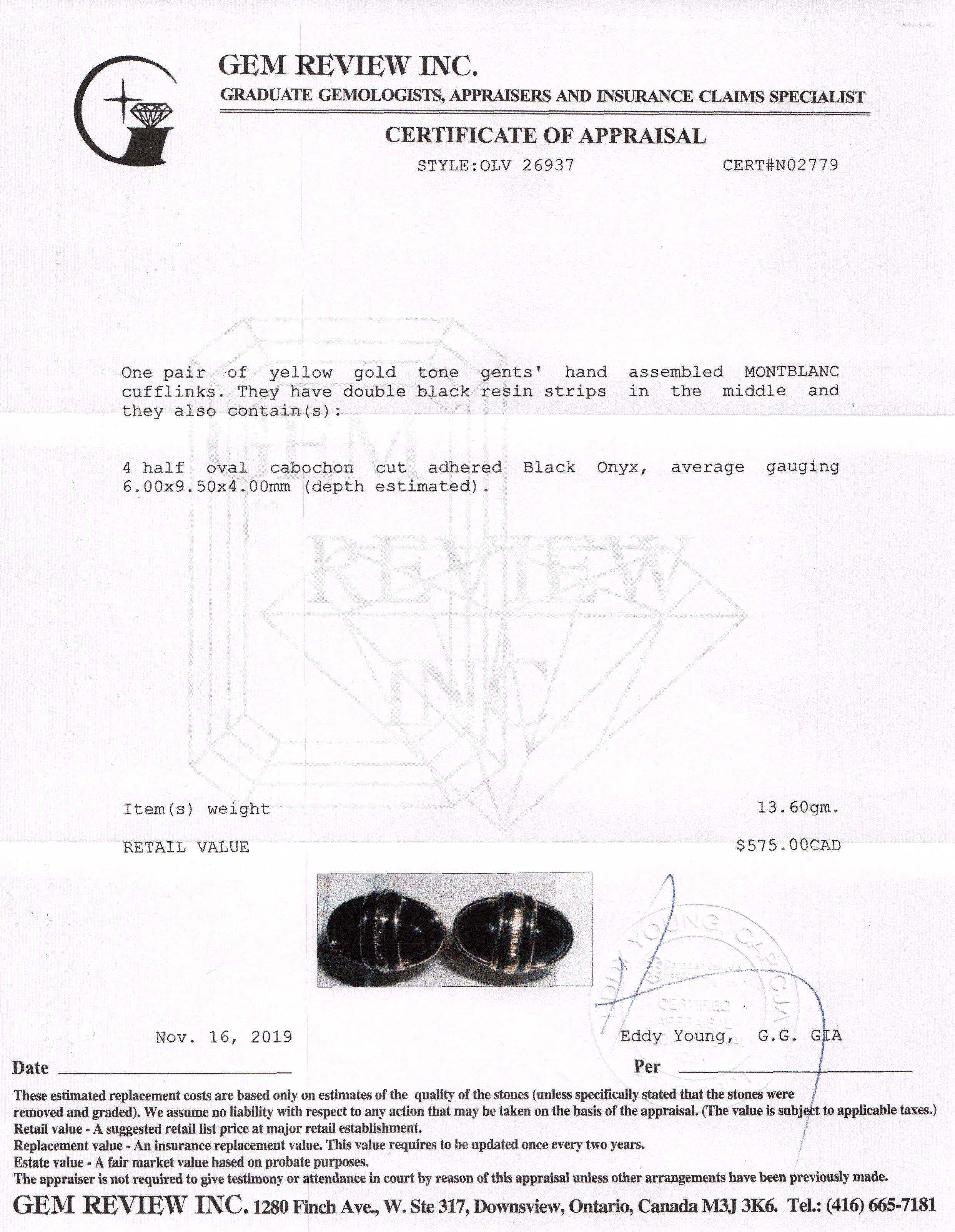 Montblanc Onyx & Resin Cufflinks