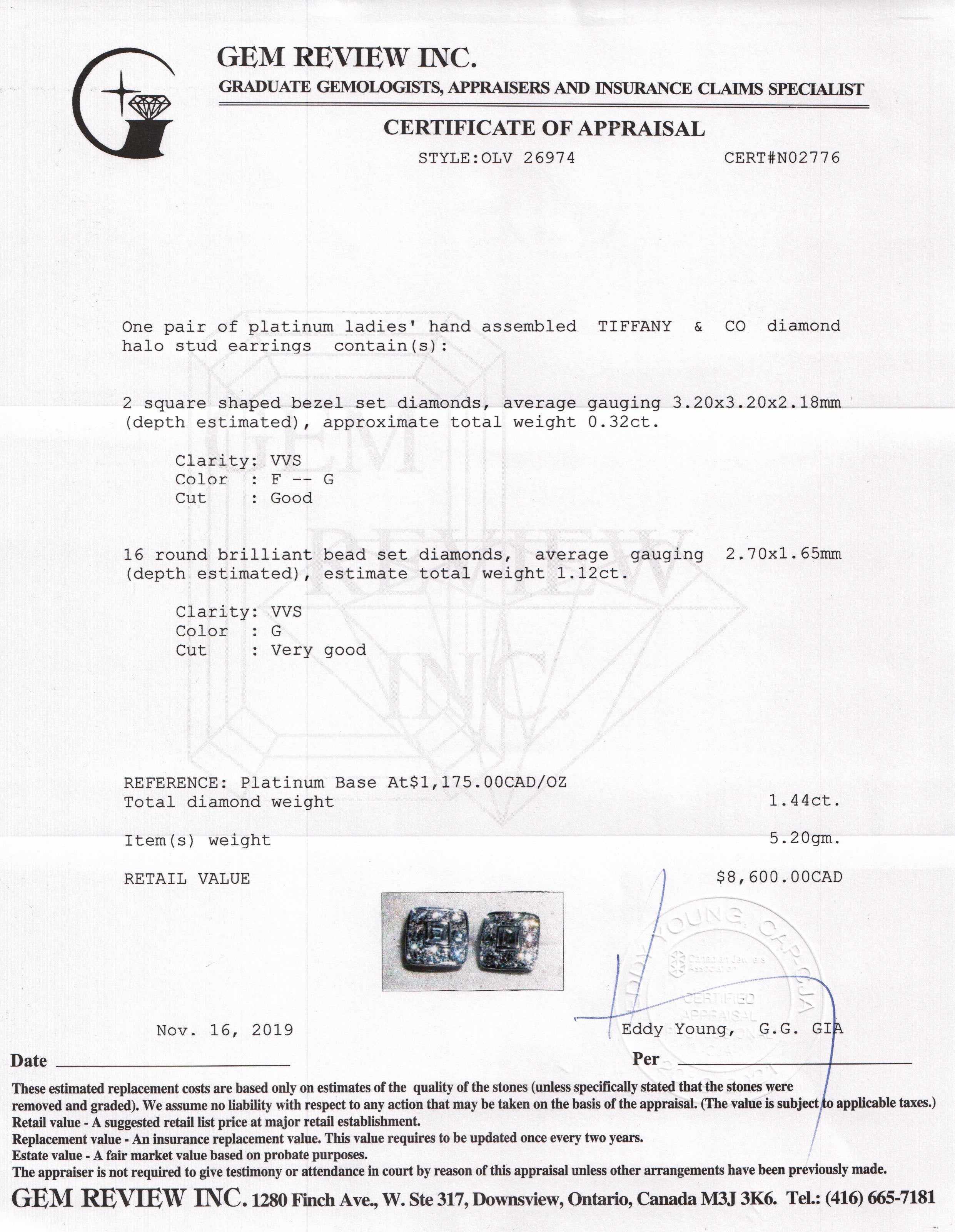 Tiffany & Co. Platinum & Diamond Halo Stud Earrings