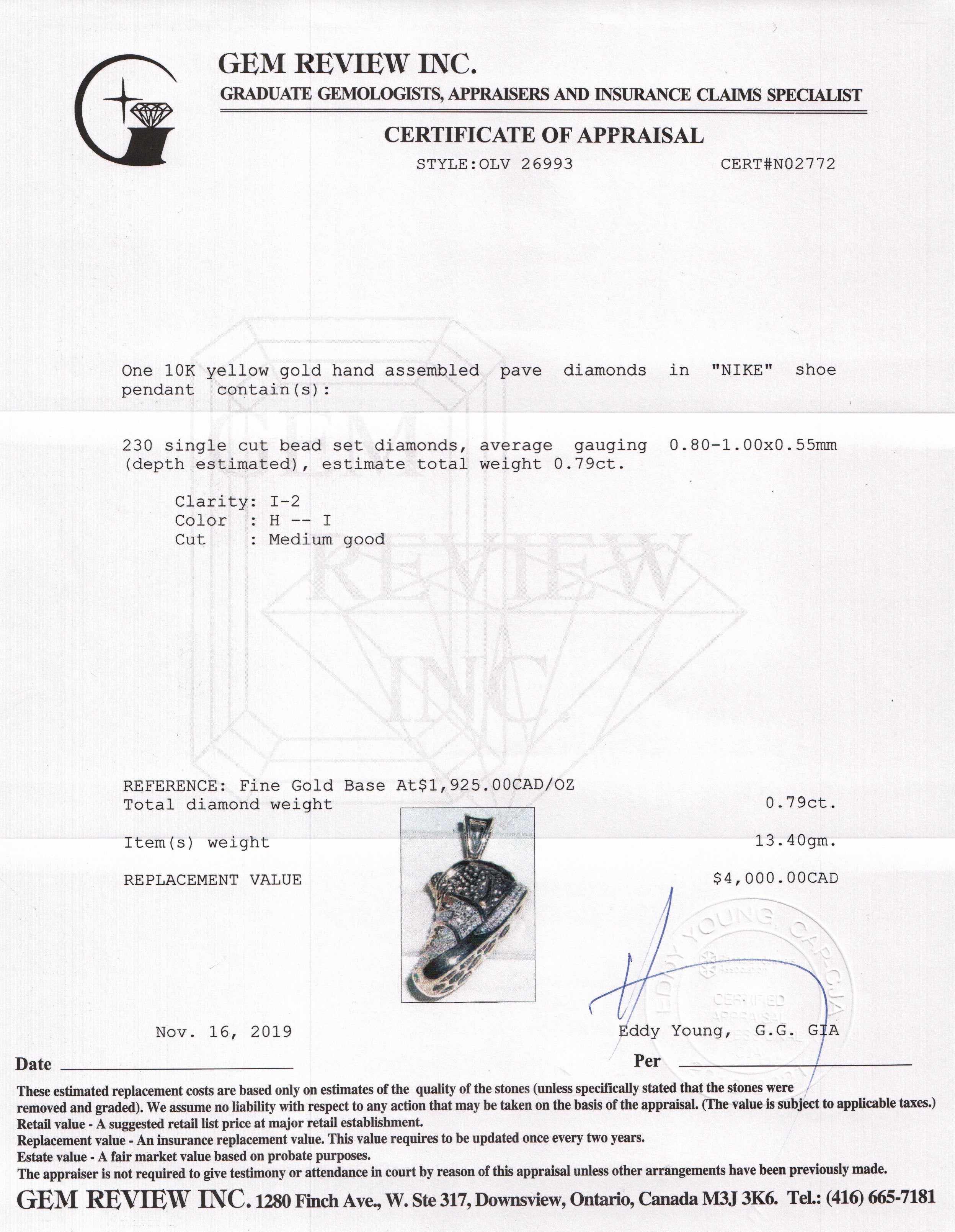 Yeezy Nike Diamond Sneaker Pendant