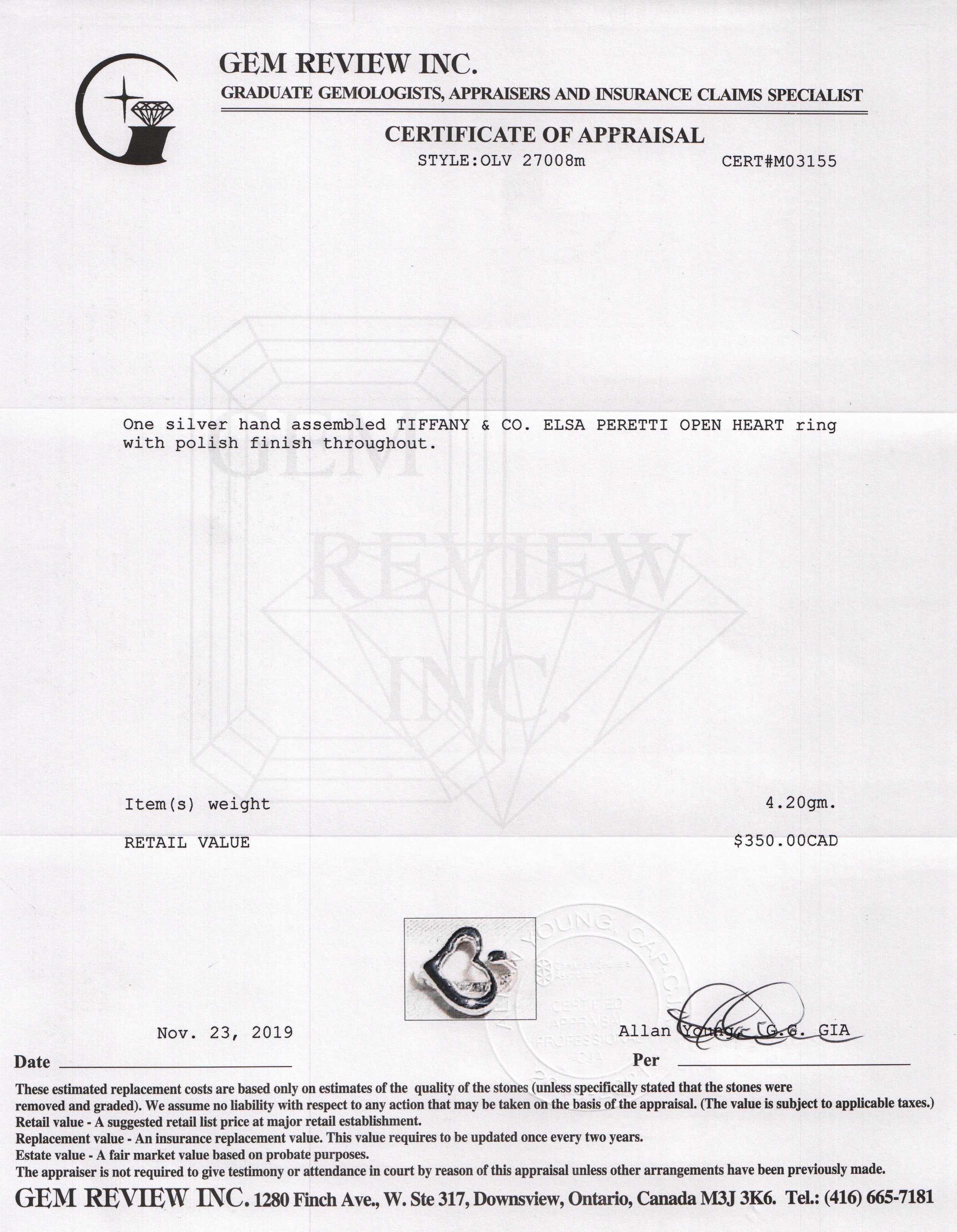 Tiffany & Co. Elsa Peretti Open Heart Ring