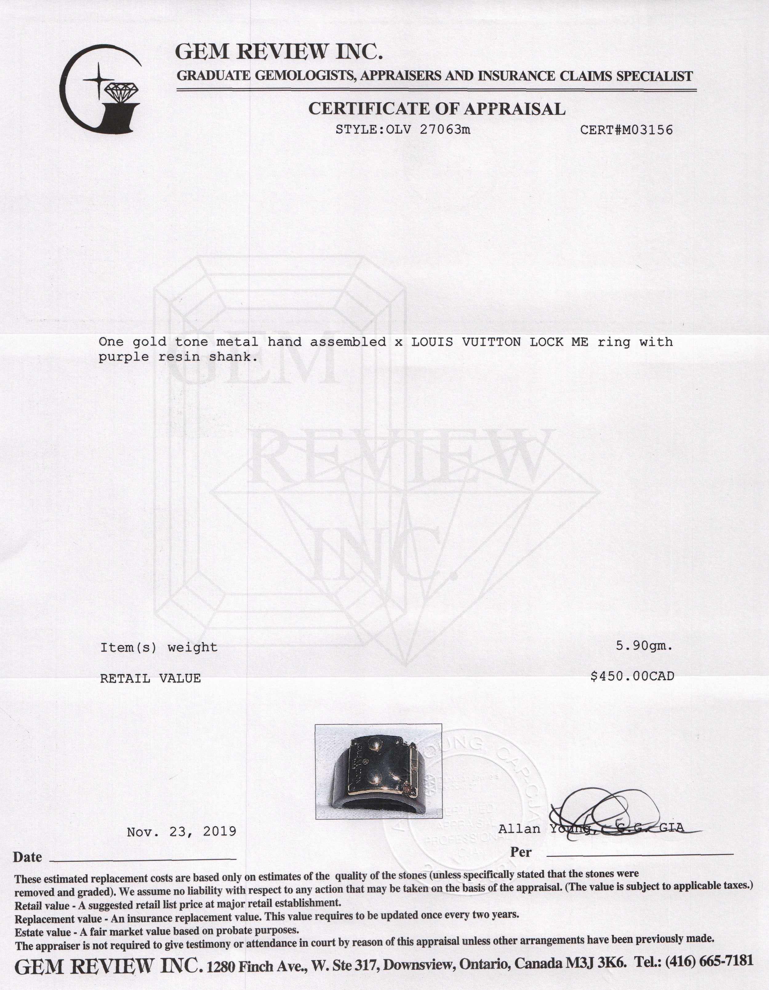 Louis Vuitton Lock Me Ring