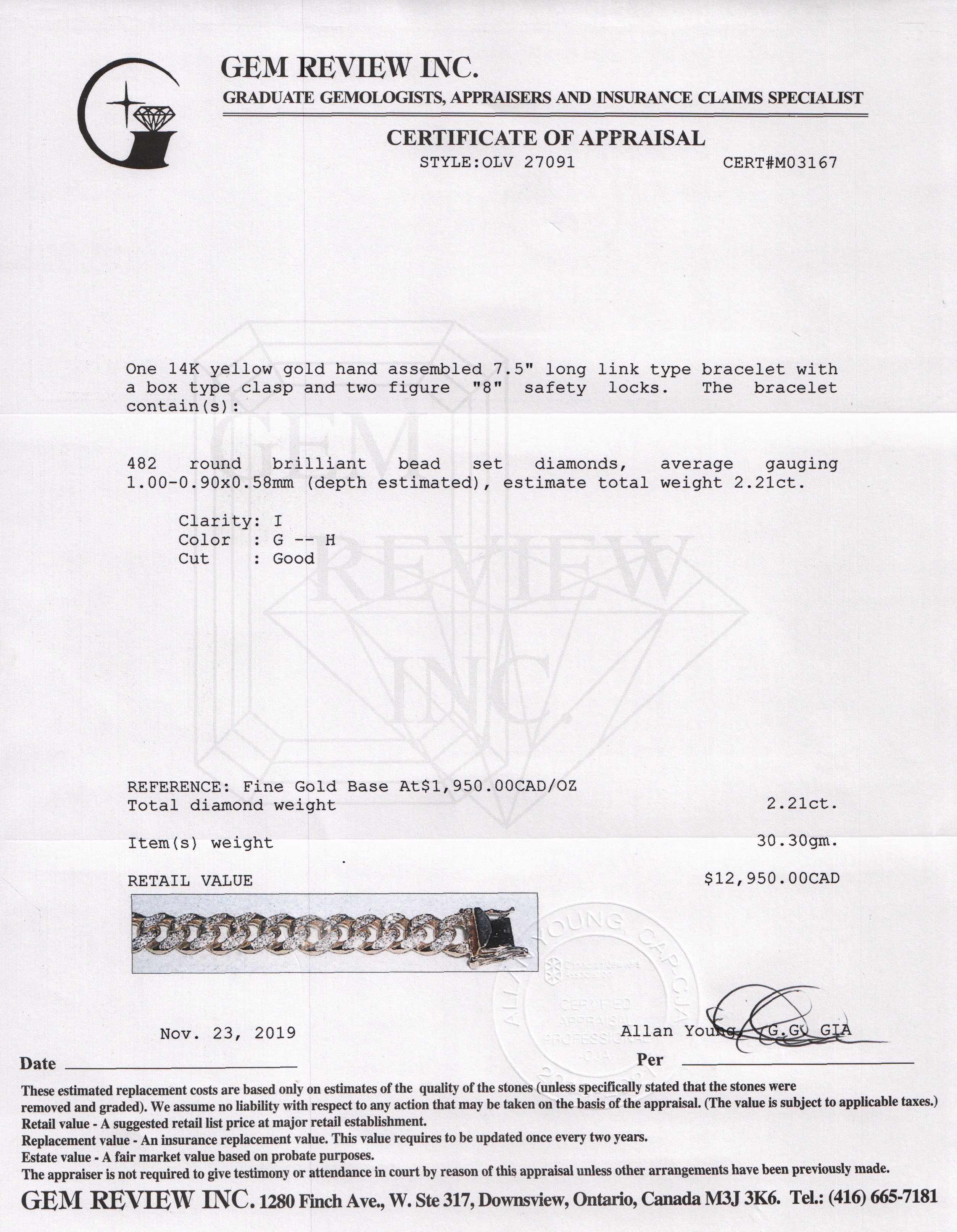 Yellow Gold Pave Diamond Link Bracelet