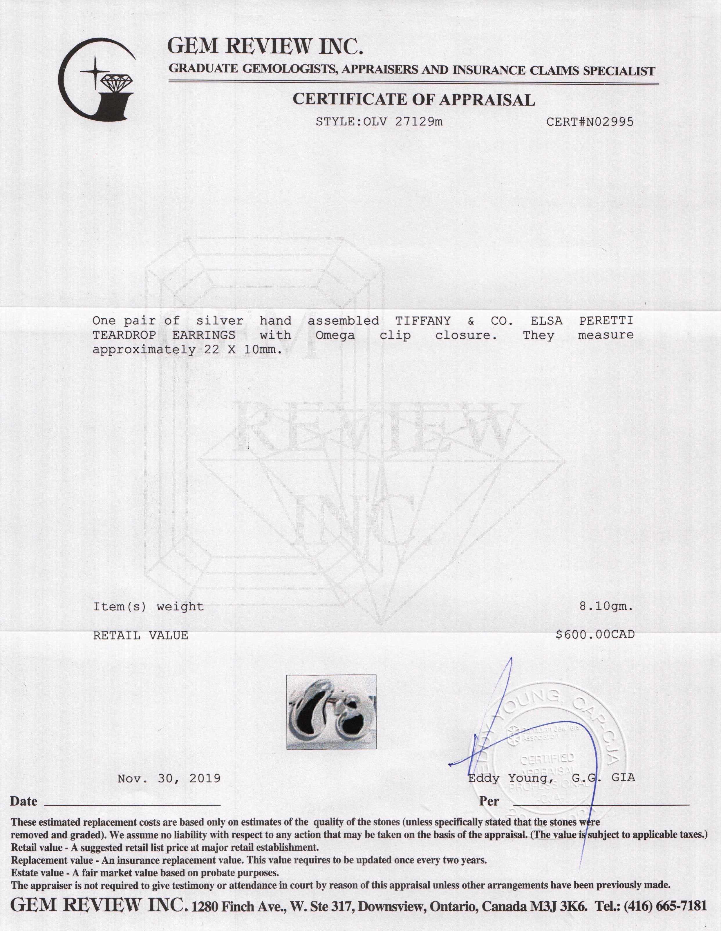 Tiffany & Co. Vintage Elsa Peretti Teardrop Earclips