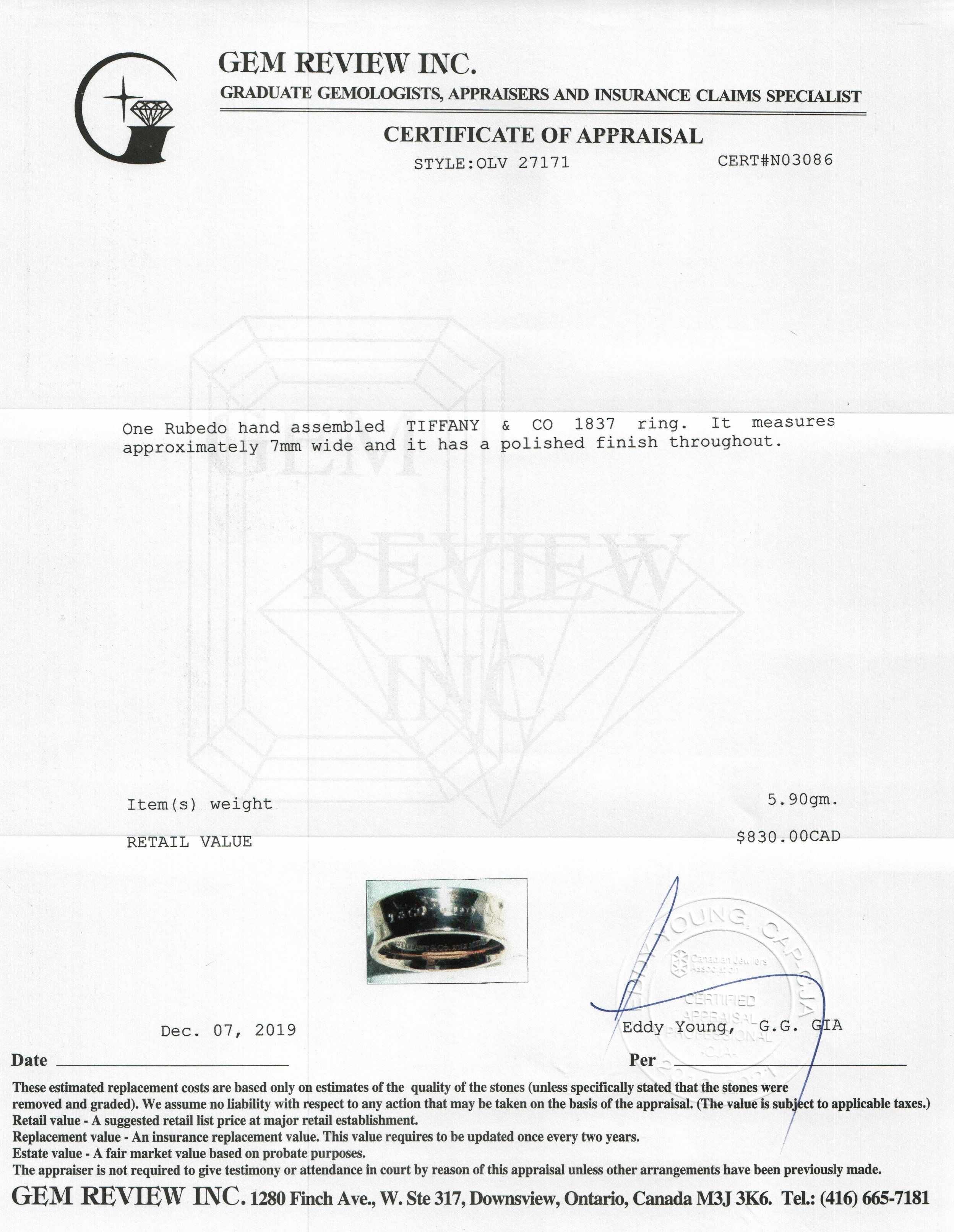 Tiffany & Co. 1837 Rubedo Ring