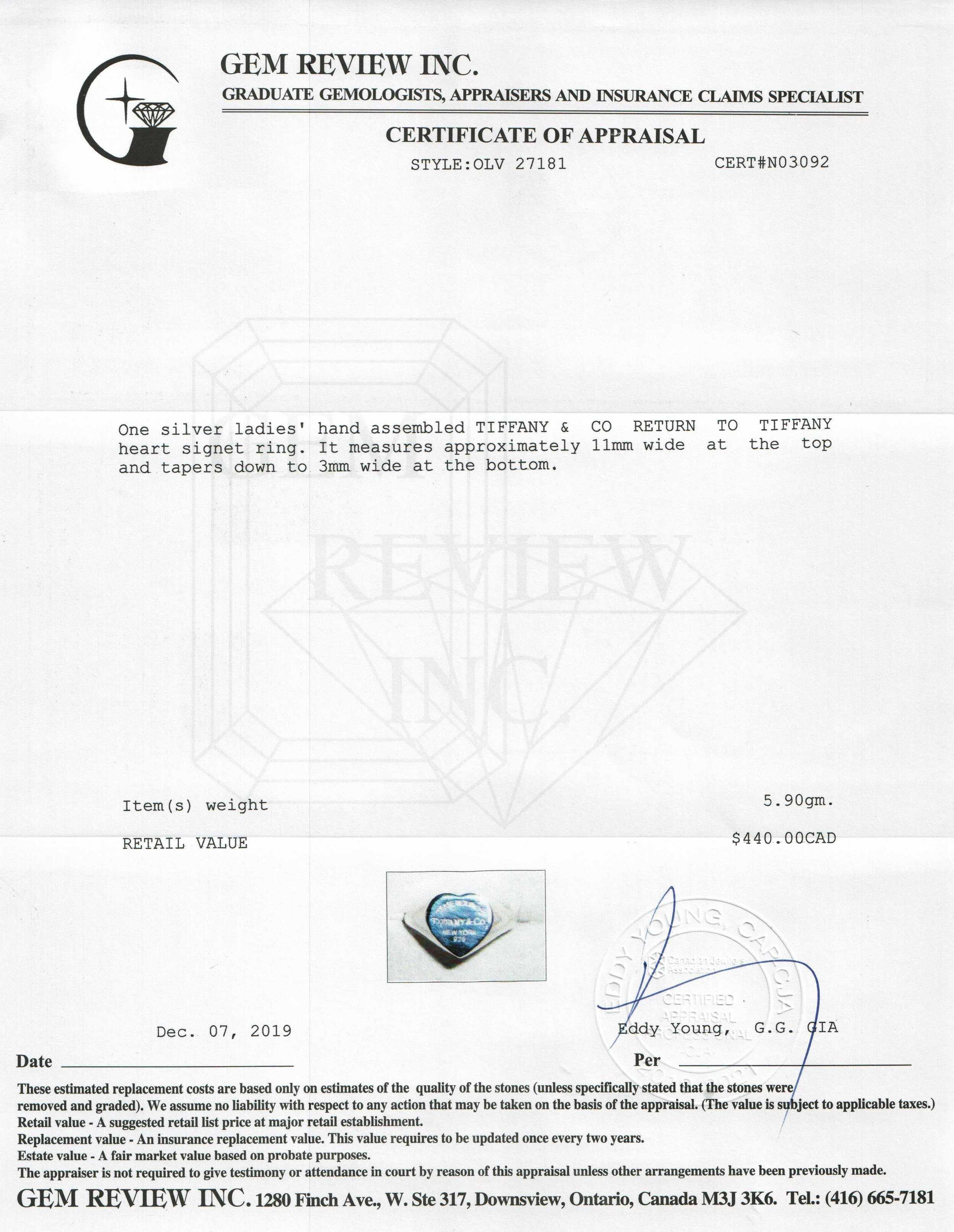 Tiffany & Co. Return to Tiffany Heart Signet Ring