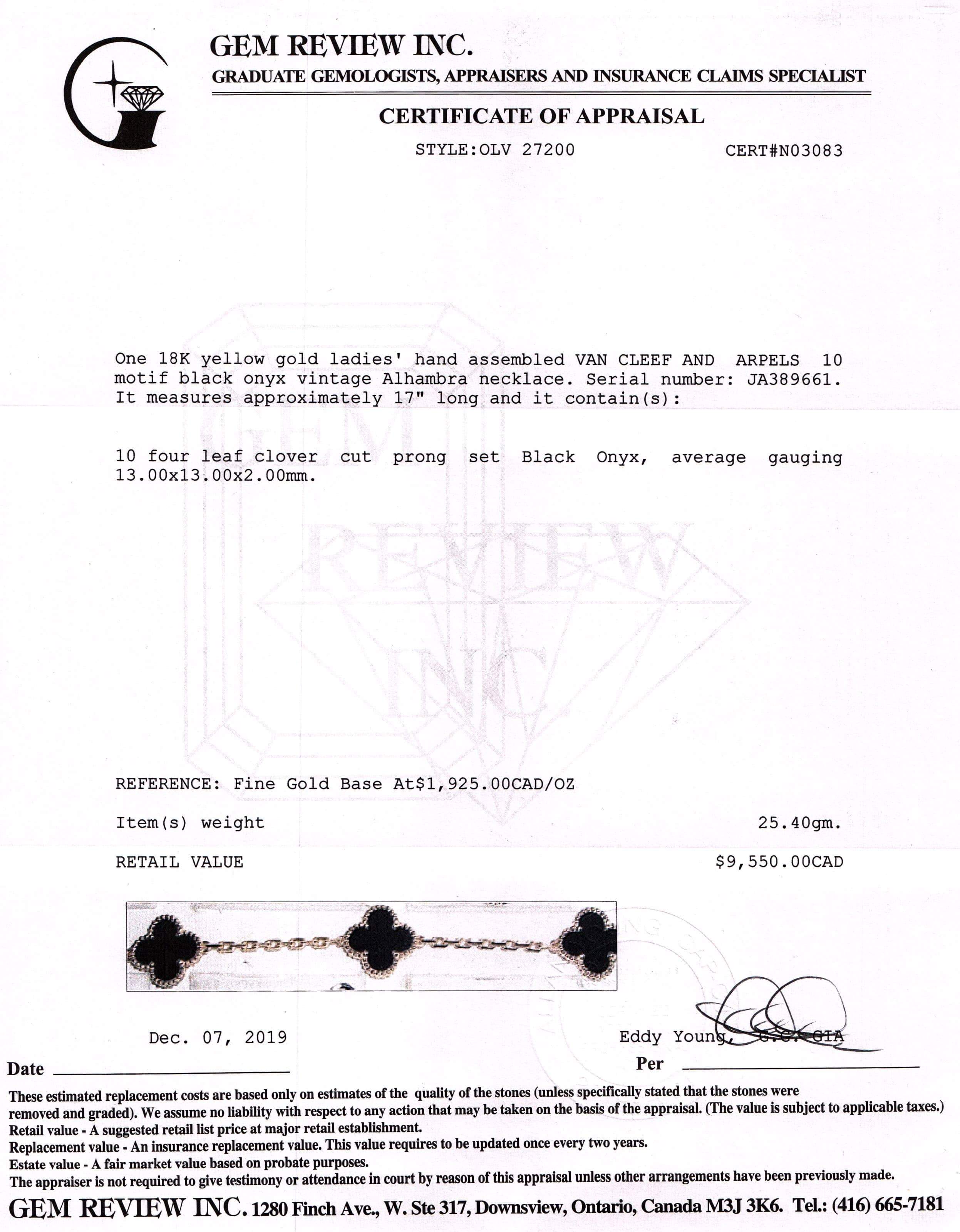 Van Cleef & Arpels 10 Motifs Vintage Alhambra Necklace