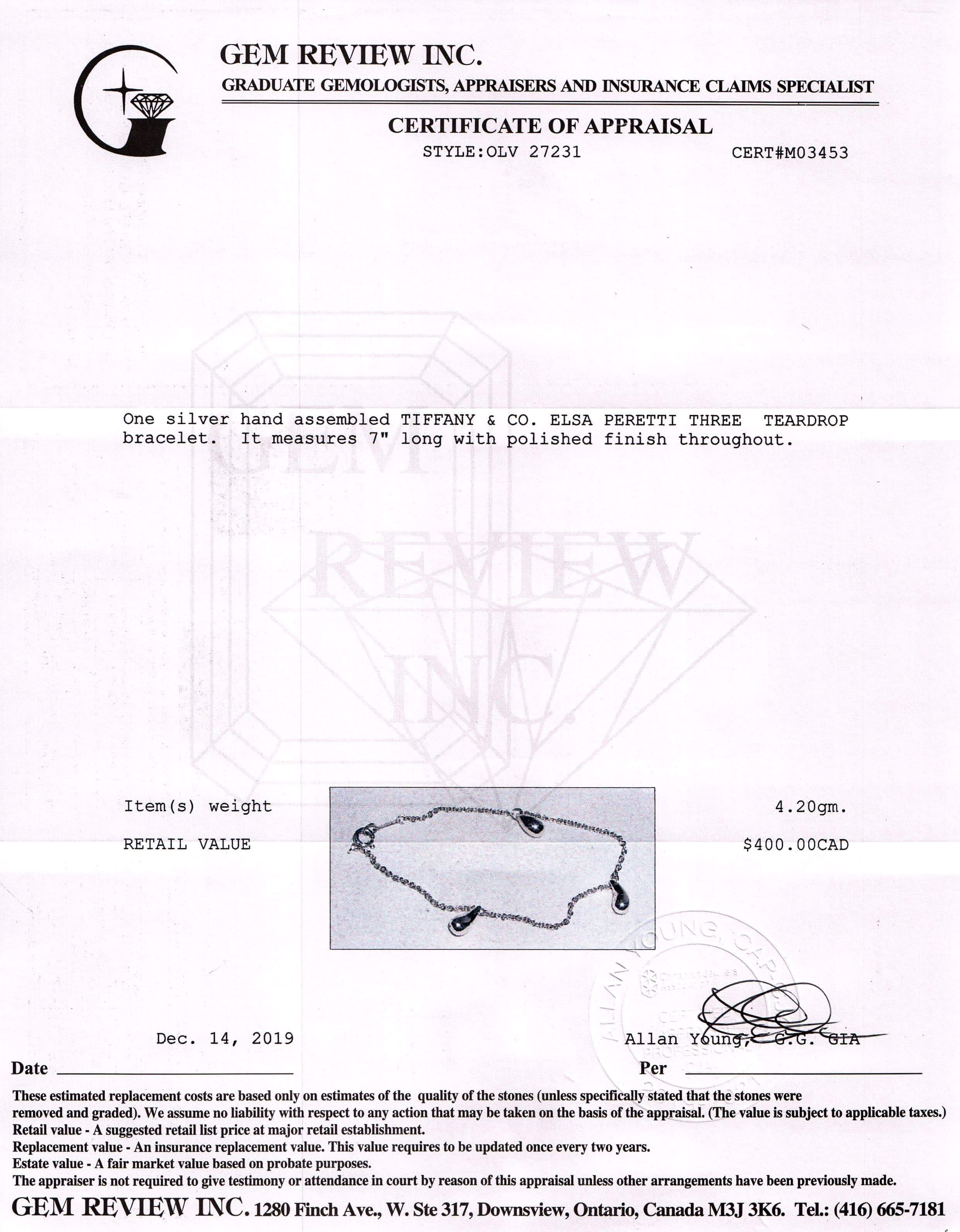 Tiffany & Co. Elsa Peretti Three Teardrop Bracelet