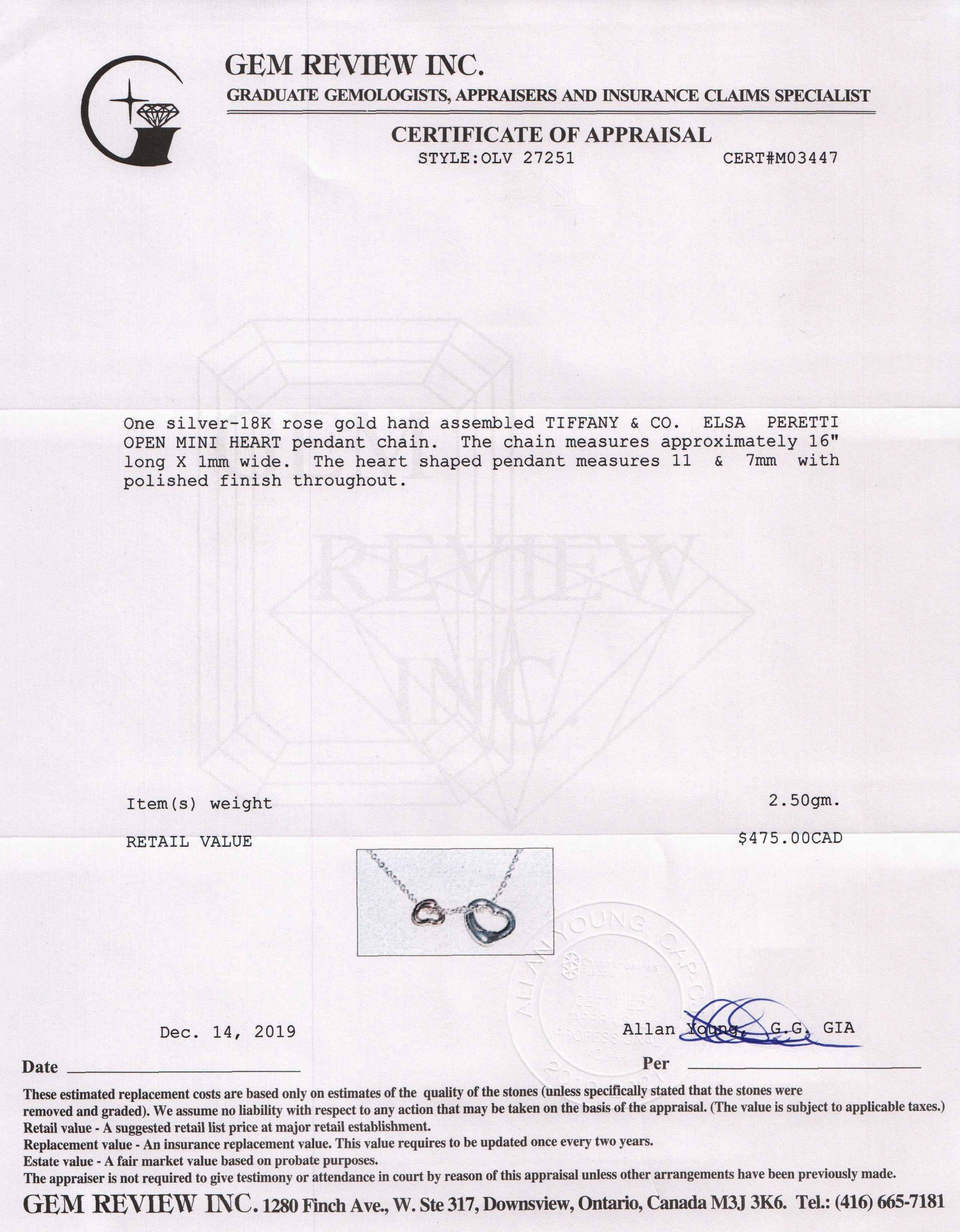 Tiffany & Co. Elsa Peretti Two-Tone Open Heart Pendant Necklace