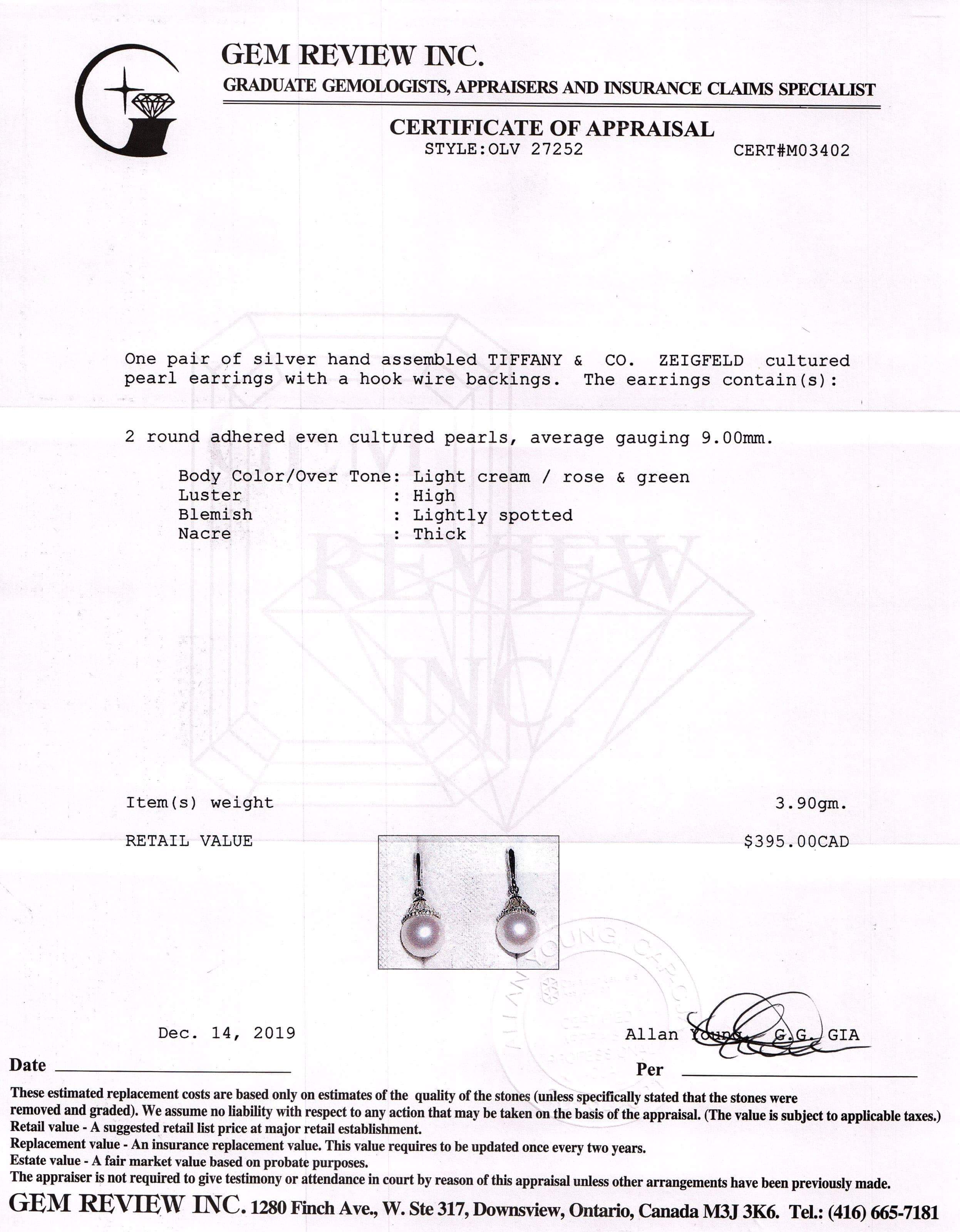 Tiffany & Co. Zeigfeld Pearl Drop Earrings