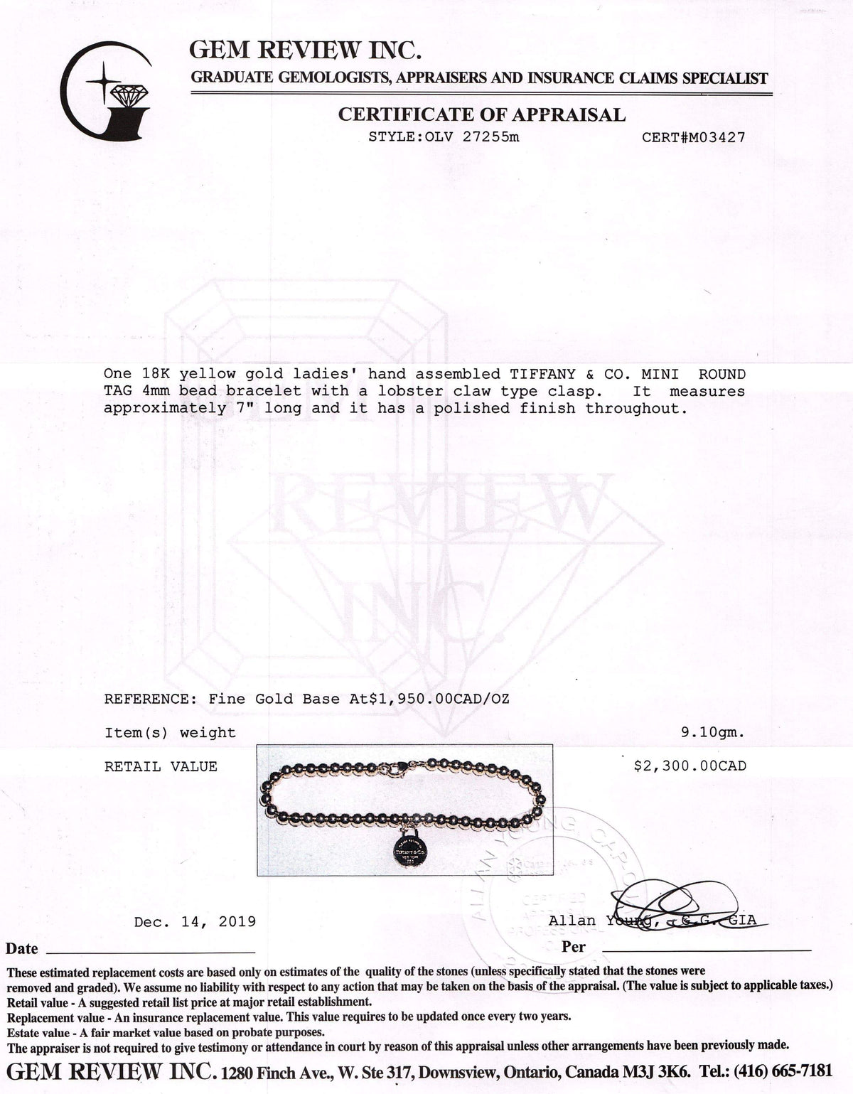 Tiffany & Co. 18k Gold Return to Tiffany Mini Round Tag Bead Bracelet