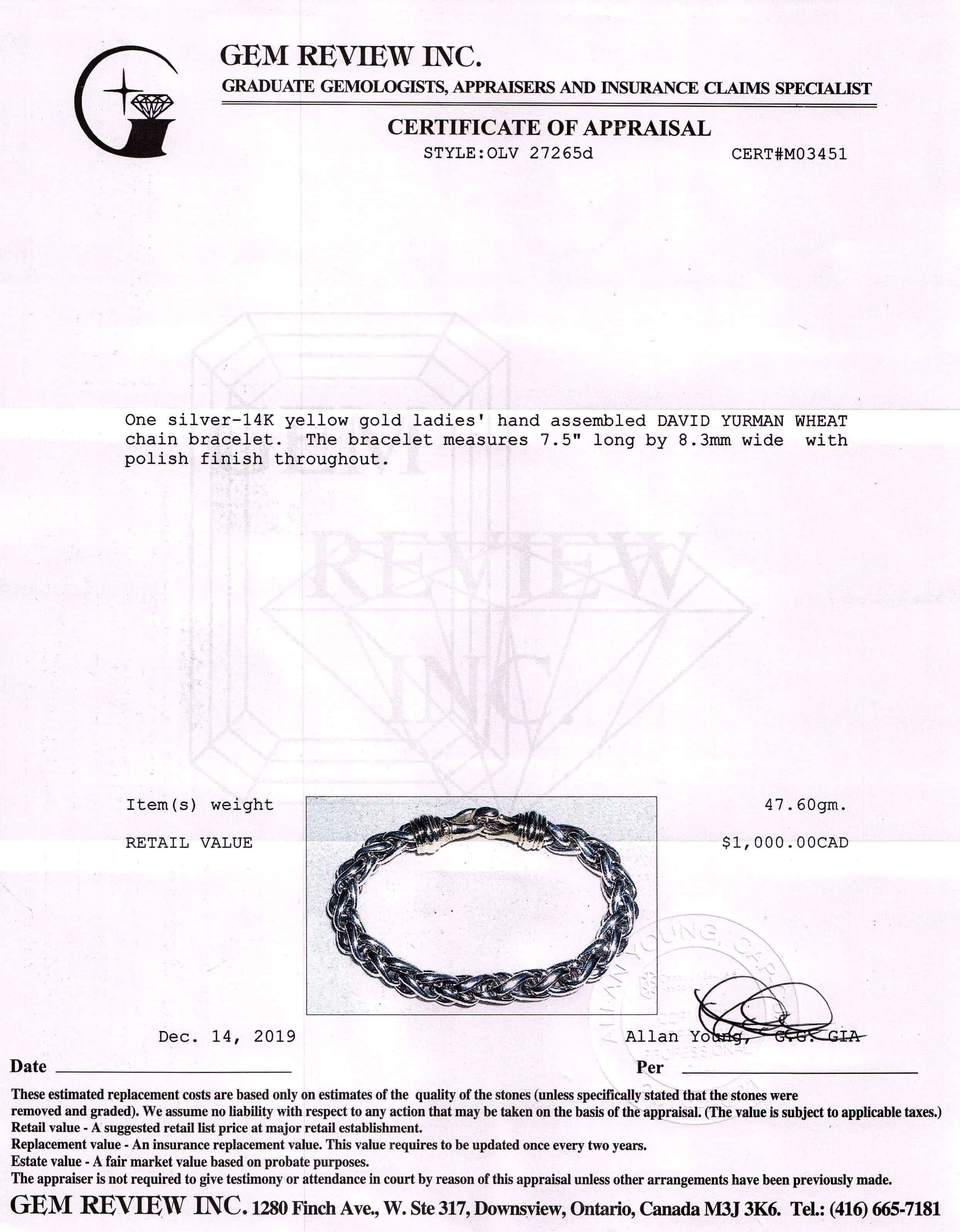 David Yurman Two-Tone Large Wheat Chain Bracelet