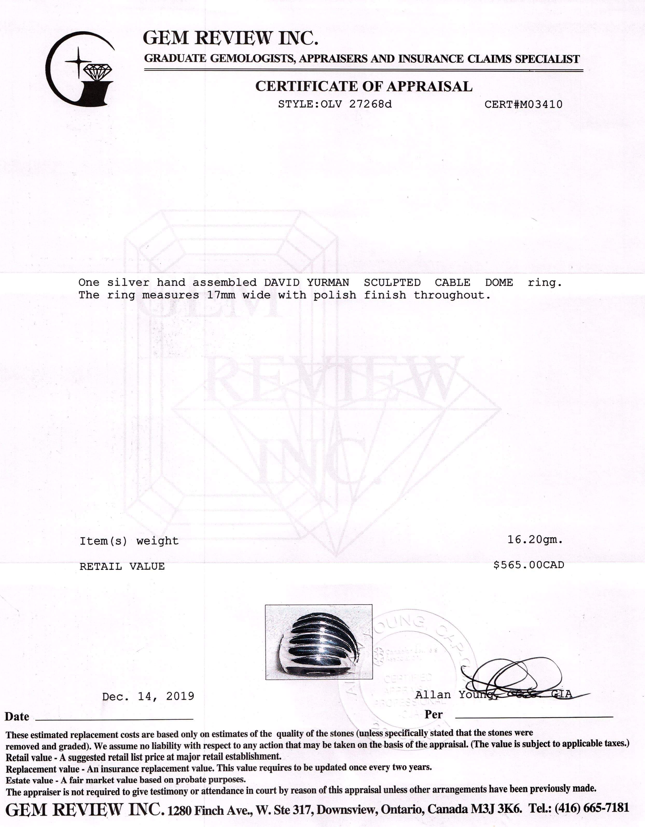 David Yurman Sculpted Cable Dome Ring